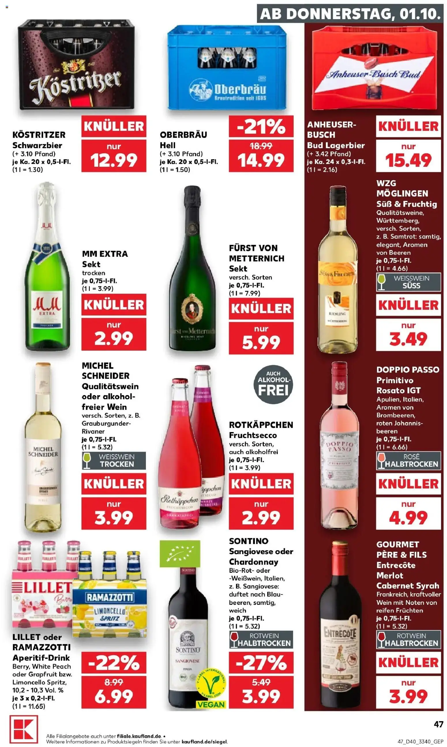 Prospekt Kaufland ab 01.10.2026 » Angebote Online zum Blättern | Seite: 47 | Produkte: Sekt, Fruchtsecco, Limoncello, Rotkäppchen