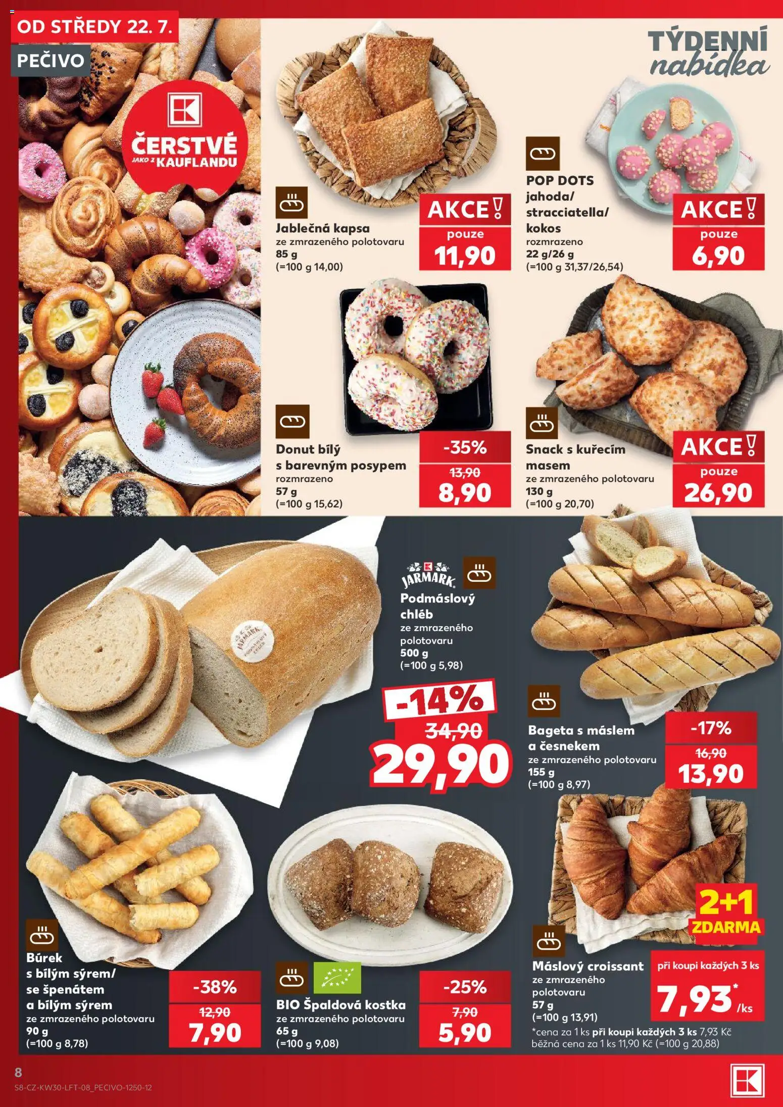 Kaufland leták od 22.07.2026 | Strana: 8 | Produkty: Donut, Chléb, Croissant, Bageta
