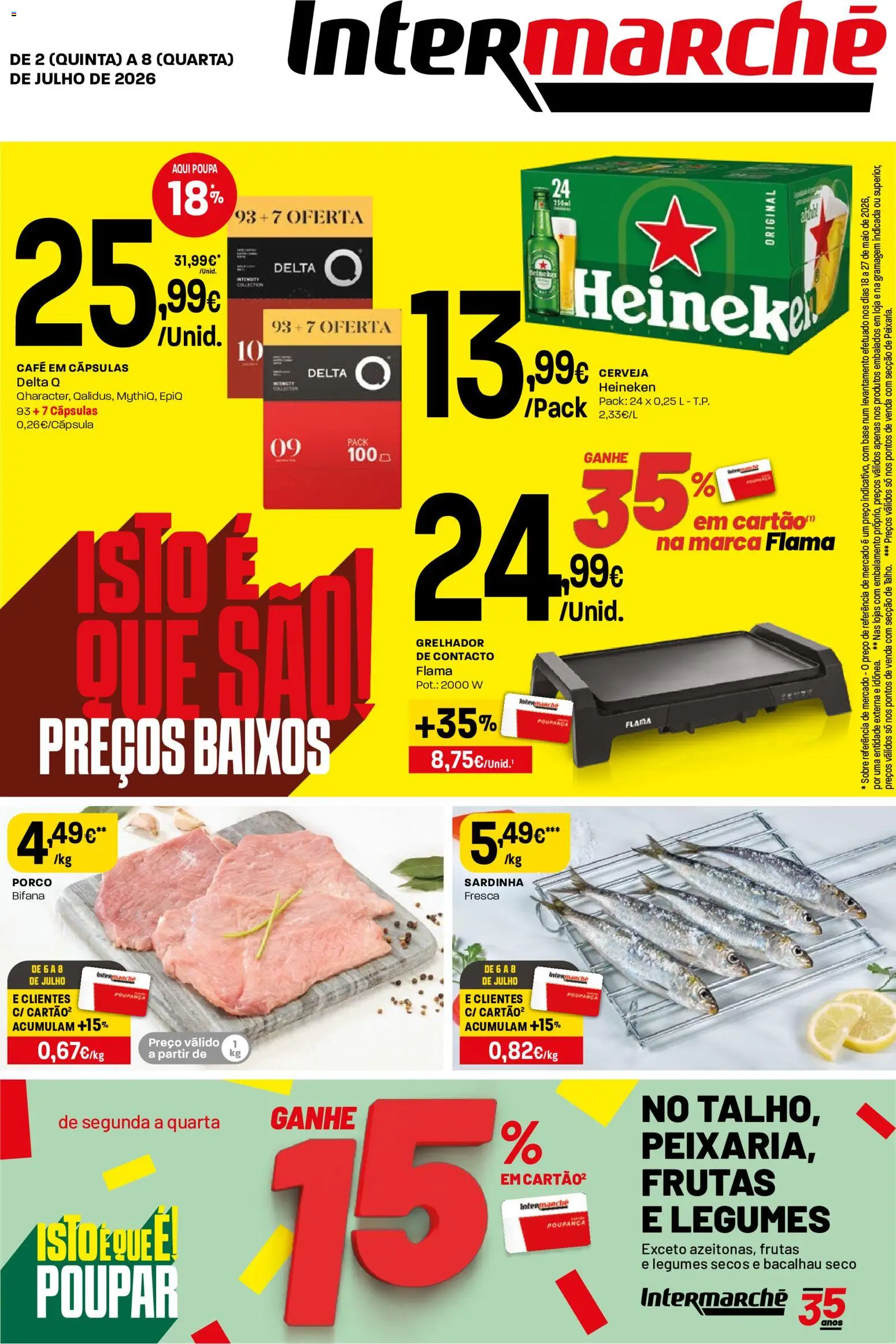 Intermarché Folheto Contact │ válido de 02/07/2026 | Página: 1 | Produtos: Bacalhau, Delta q, Base, Cerveja
