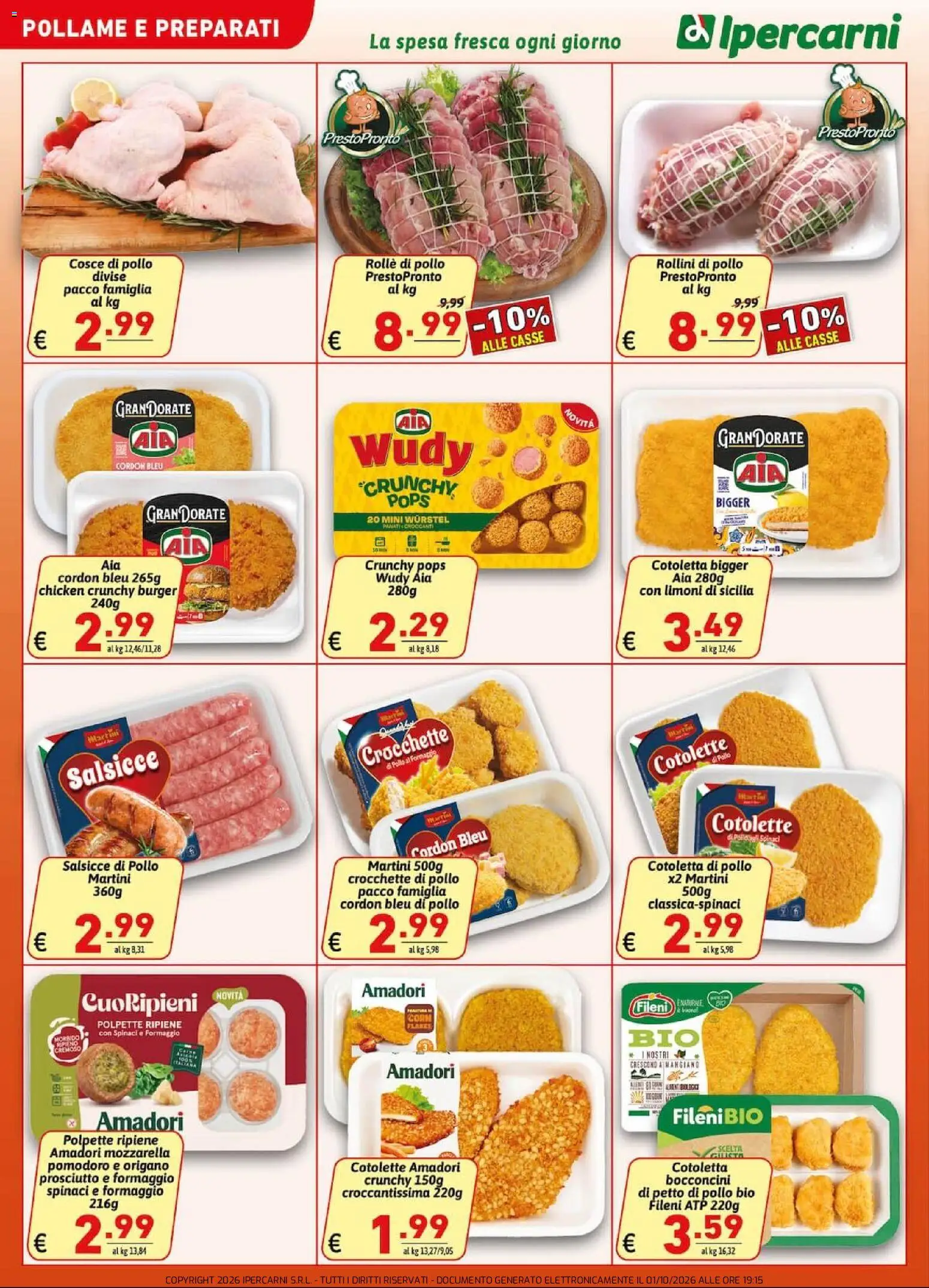 Volantino Ipercarni del 02/10/2026 | Pagina: 6 | Prodotti: Pollame, Formaggio, Martini, Salsicce