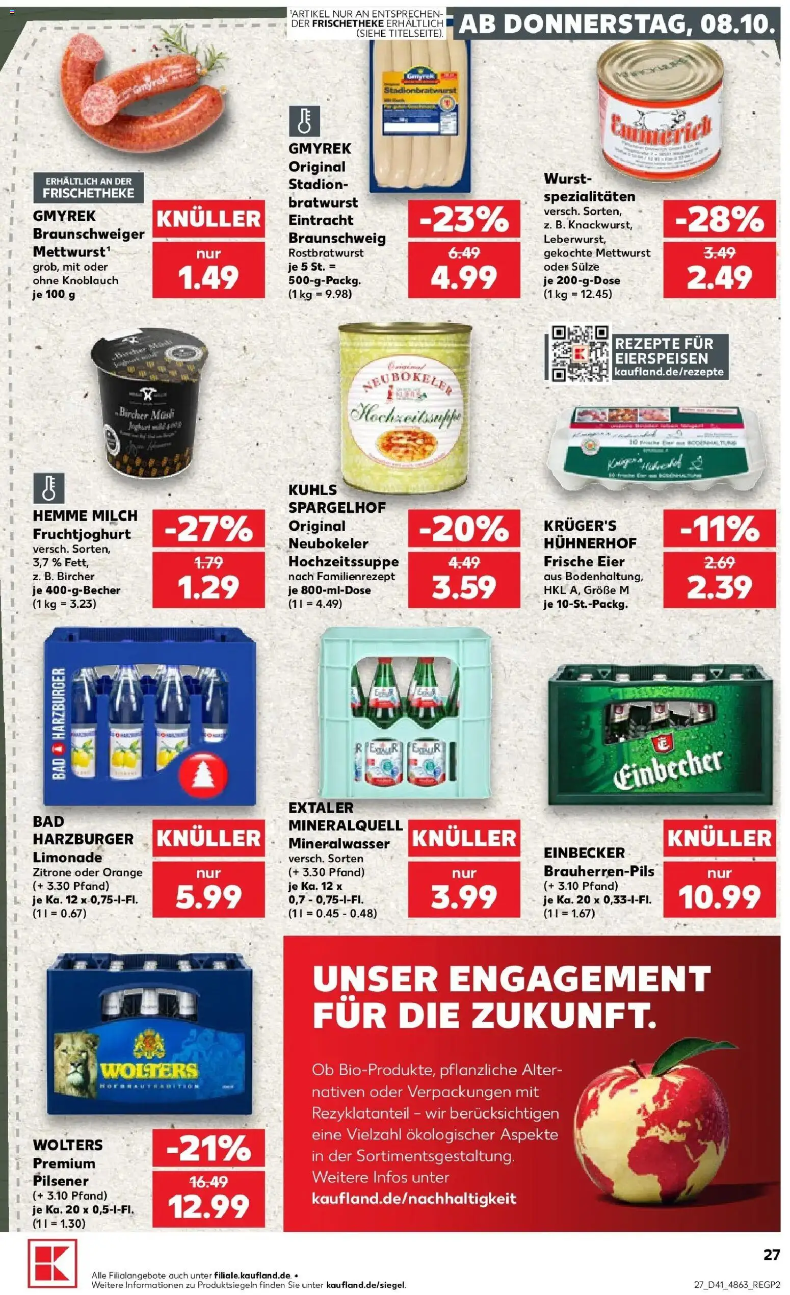 Kaufland Prospekt Wolfsburg – gültig ab 08.10.2026 | Seite: 27 | Produkte: Spezialitäten, Limonade, Fruchtjoghurt, Mineralwasser