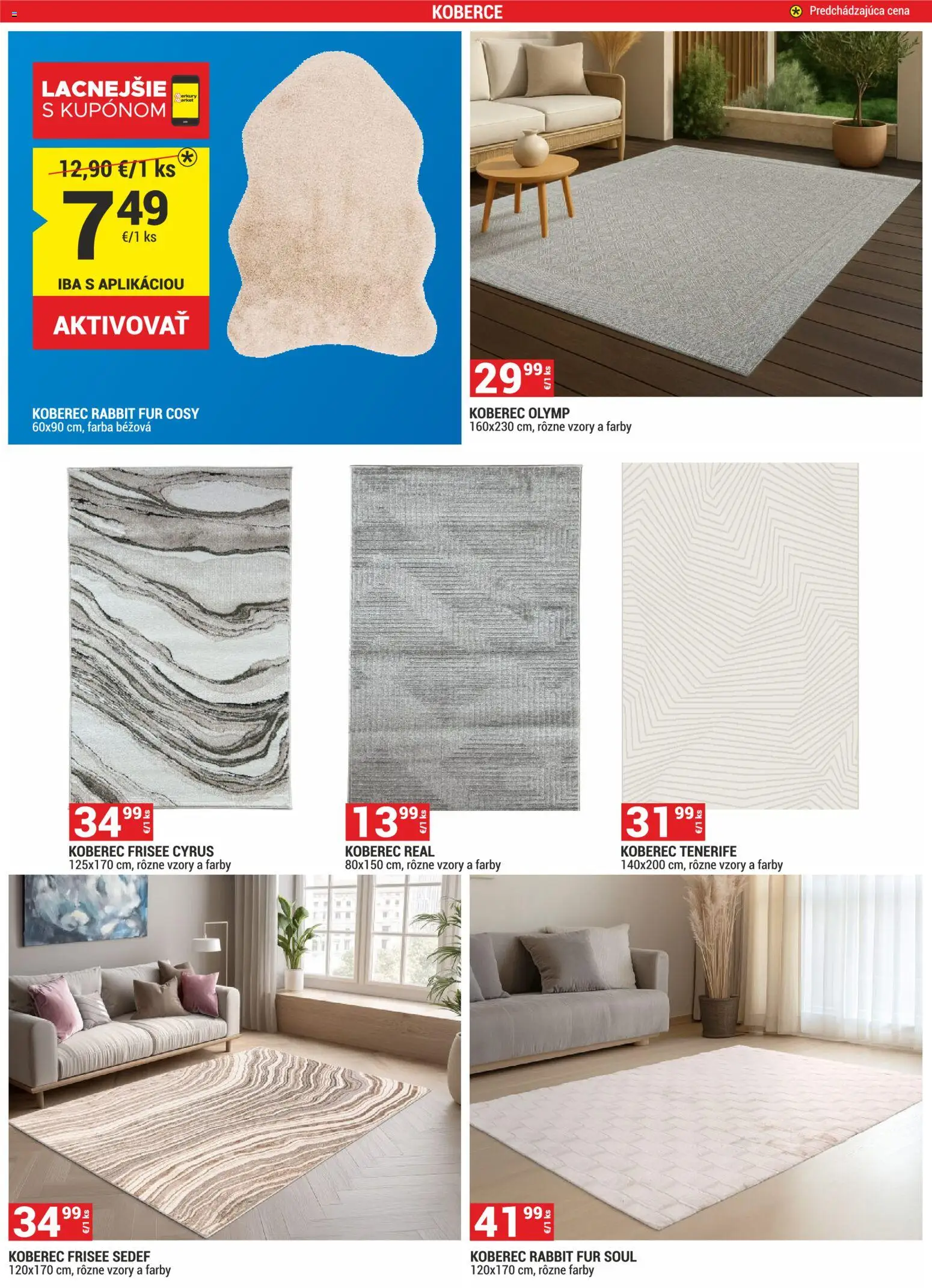 Nové Merkury Market akcie – leták je platný od 01.03.2026 | Strana: 39 | Produkty: Koberec, Koberce