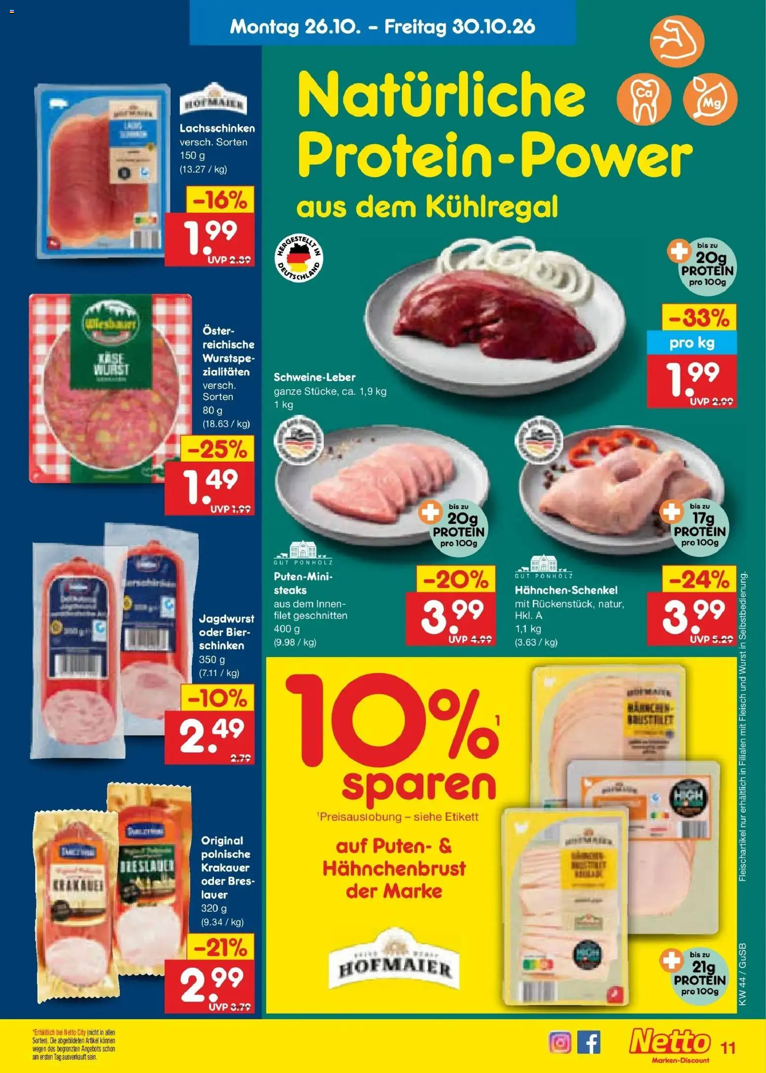 Netto Marken-Discount Prospekt Machern – gültig ab 26.10.2026 | Seite: 23 | Produkte: Hahnchenschenkel, Bier, Wurst, Fleisch