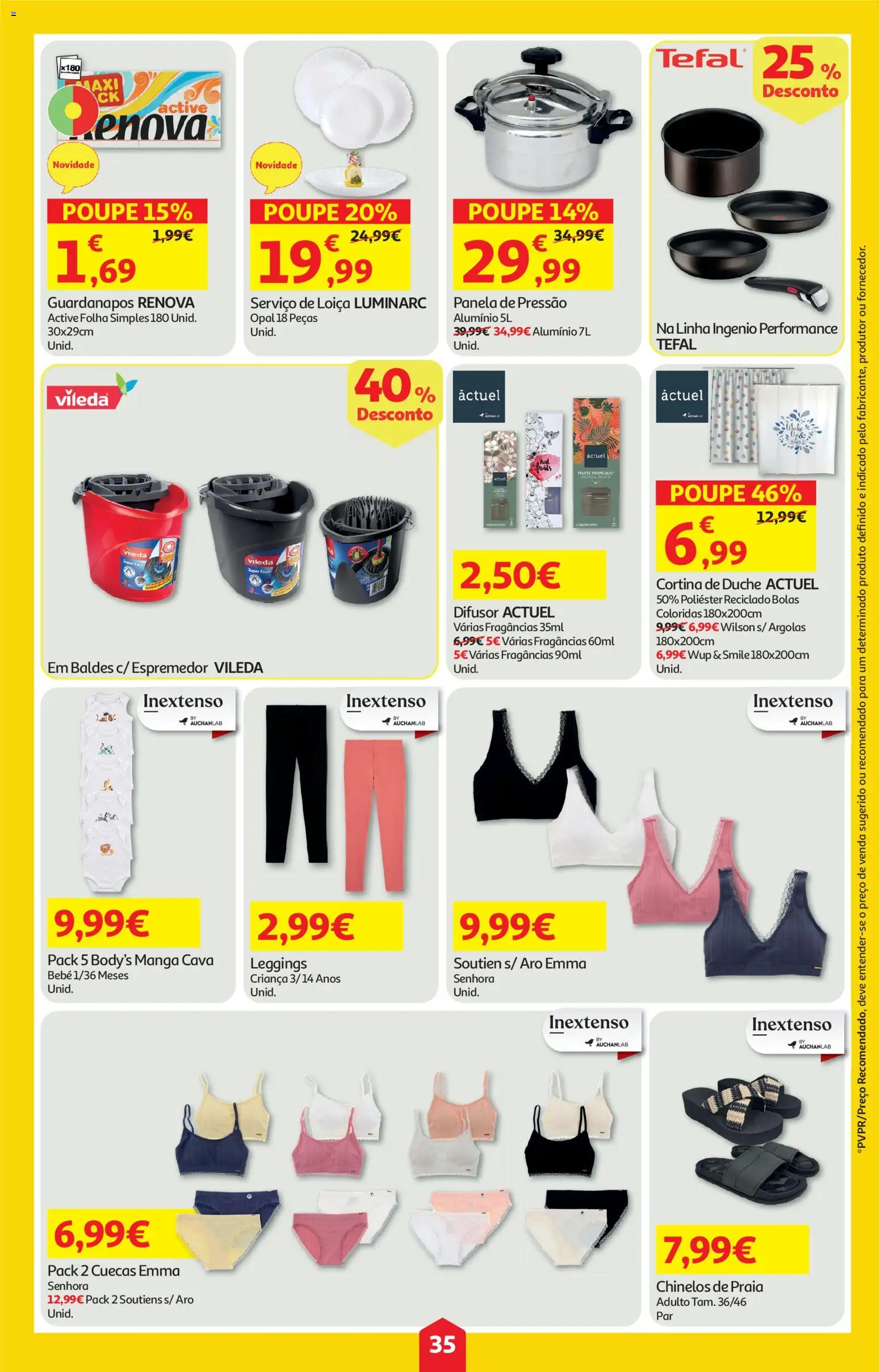 Auchan folheto │ válido de 04.06.2026 | Página: 35 | Produtos: Chinelos de praia, Panela, Cortina, Cuecas
