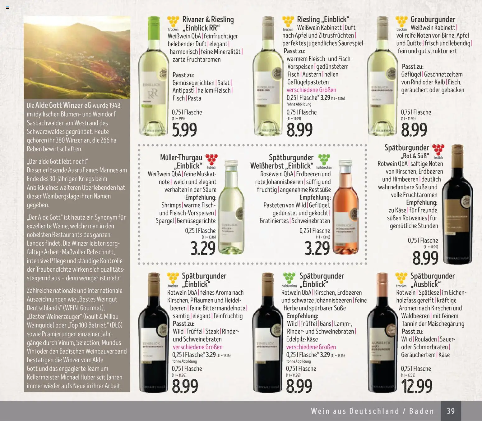 Edeka Struve Wein– und Spirituosen – gültig ab 14.11.2025 | Seite: 39 | Produkte: Pflaumen, Rosewein, Spargel, Steak