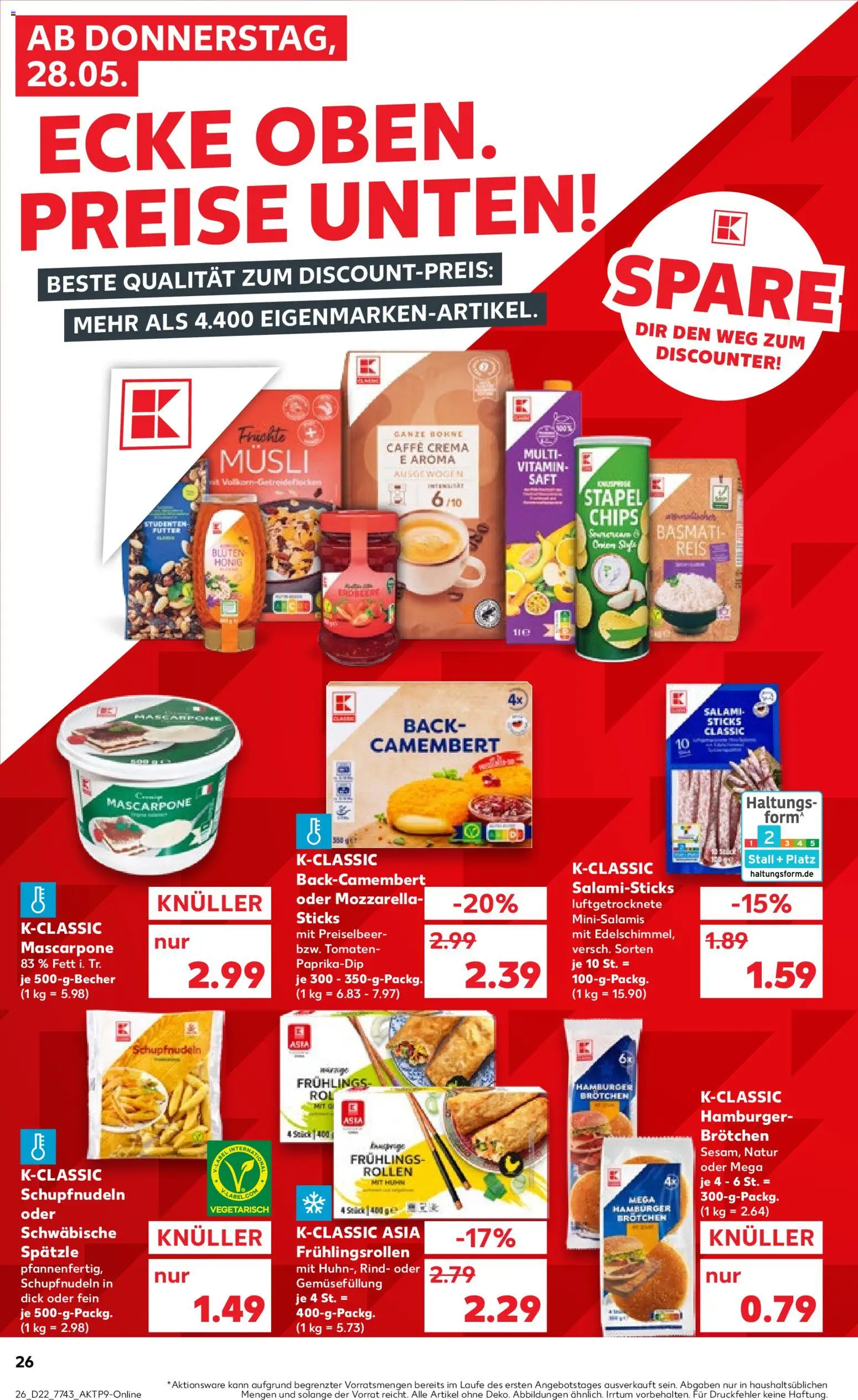 Kaufland Prospekt Völklingen – gültig ab 28.05.2026 | Seite: 26 | Produkte: Mascarpone, Tomaten, Saft, Chips