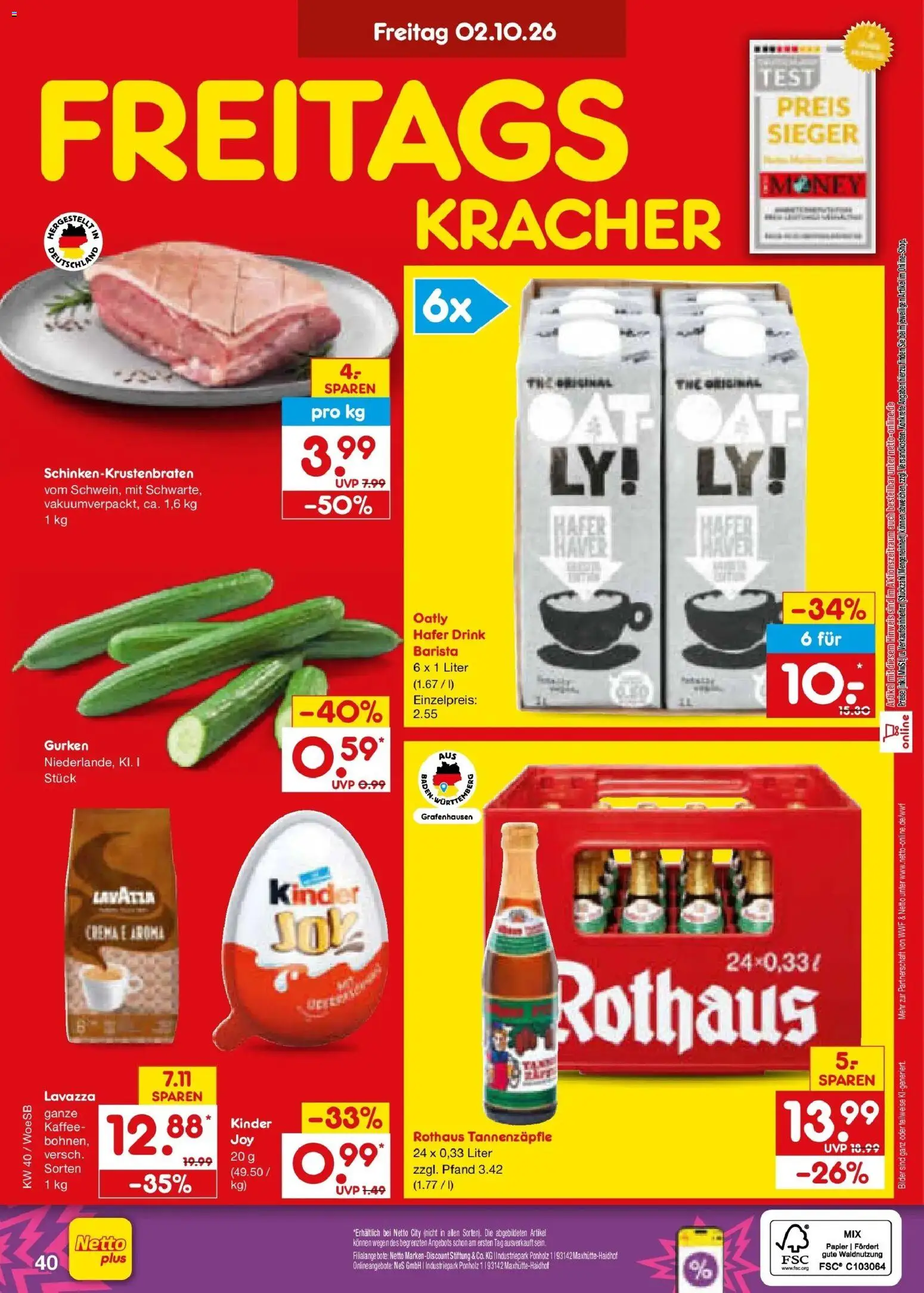 Netto Marken-Discount Prospekt Gemmingen – gültig ab 28.09.2026 | Seite: 62 | Produkte: Kaffee, Bilder, Oatly, Gurken