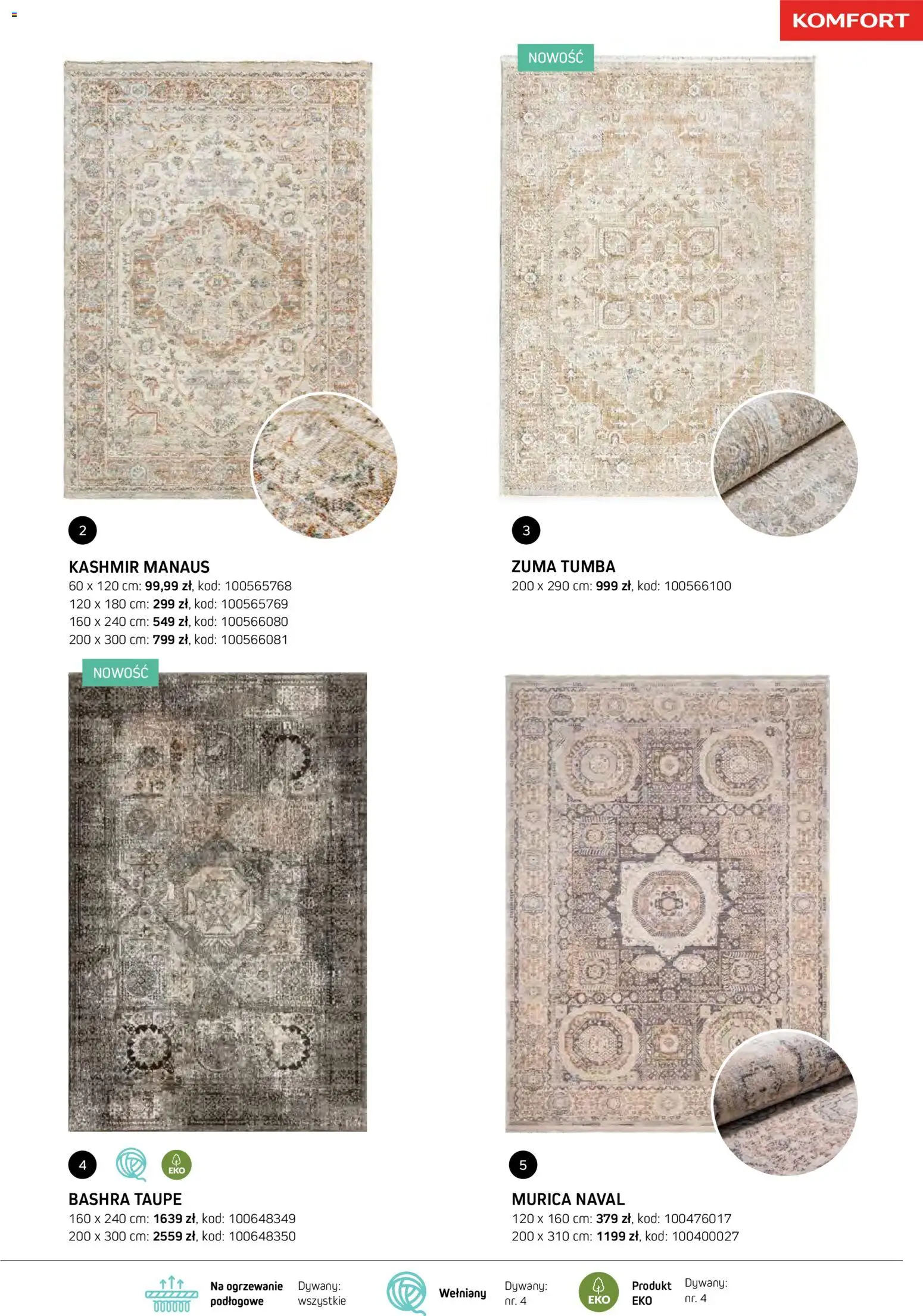 Komfort gazetka - Katalog dywanów od 07.10.2026 | Strona: 23 | Produkty: Dywany