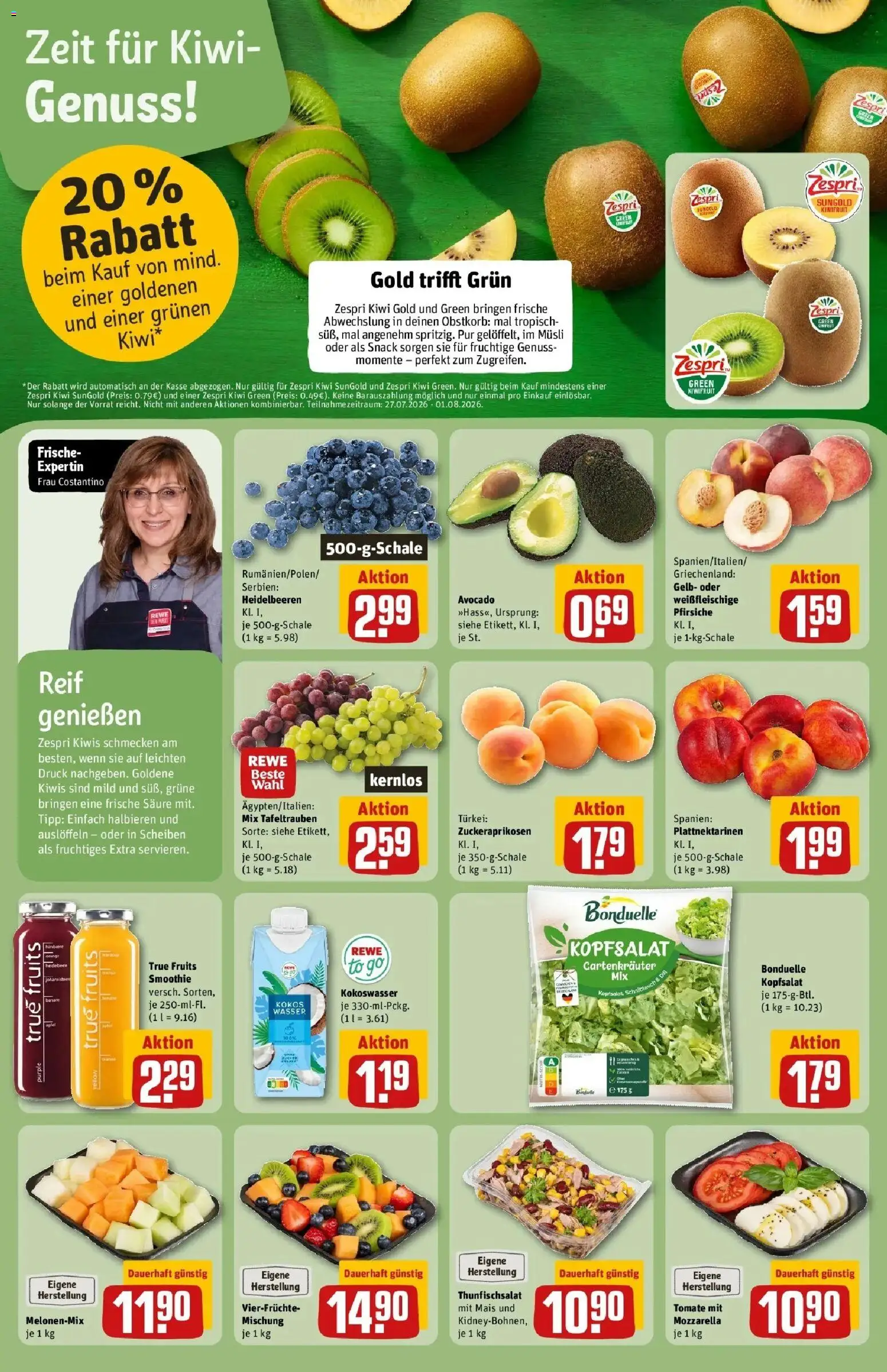 Rewe Prospekt Darmstadt – gültig ab 27.07.2026 | Seite: 6 | Produkte: Mozzarella, Heidelbeeren, Zucker, Himbeere