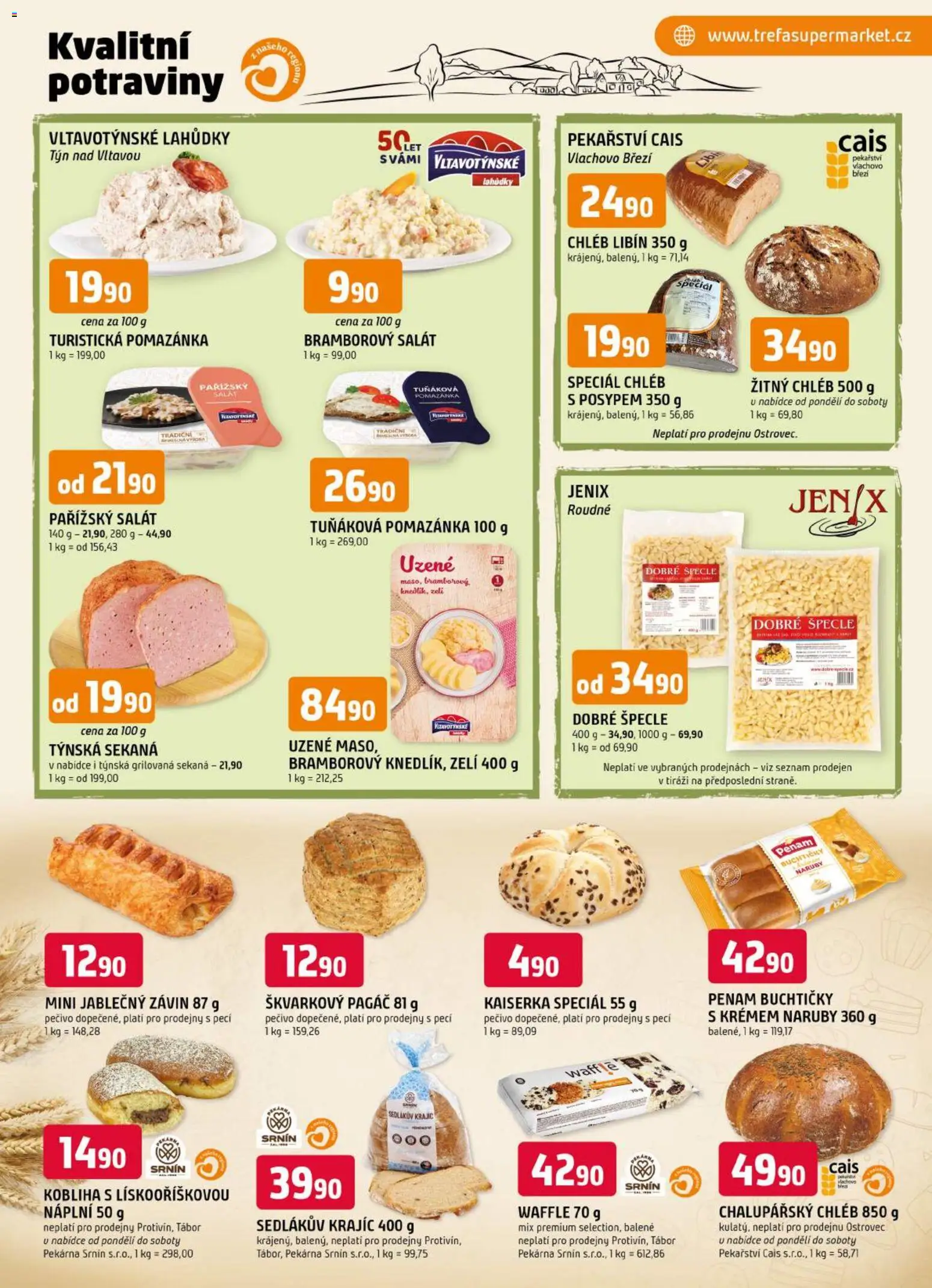 Trefa leták od 17.06.2026 | Strana: 5 | Produkty: Špecle, Žitný chléb, Sekaná, Pekárna
