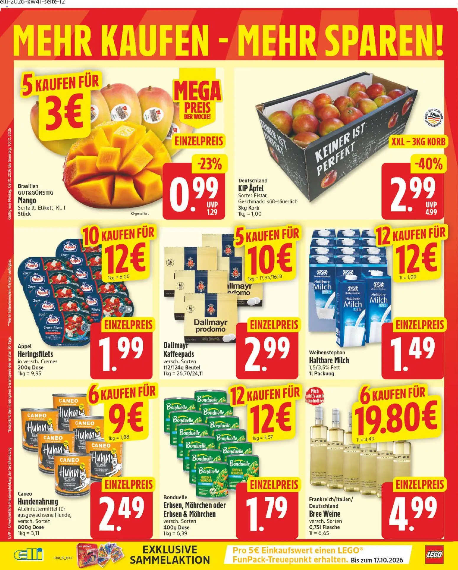 Elli Markt Prospekt Gütersloh – gültig ab 05.10.2026 | Seite: 16 | Produkte: Milch, Dallmayr, Mango, Erbsen