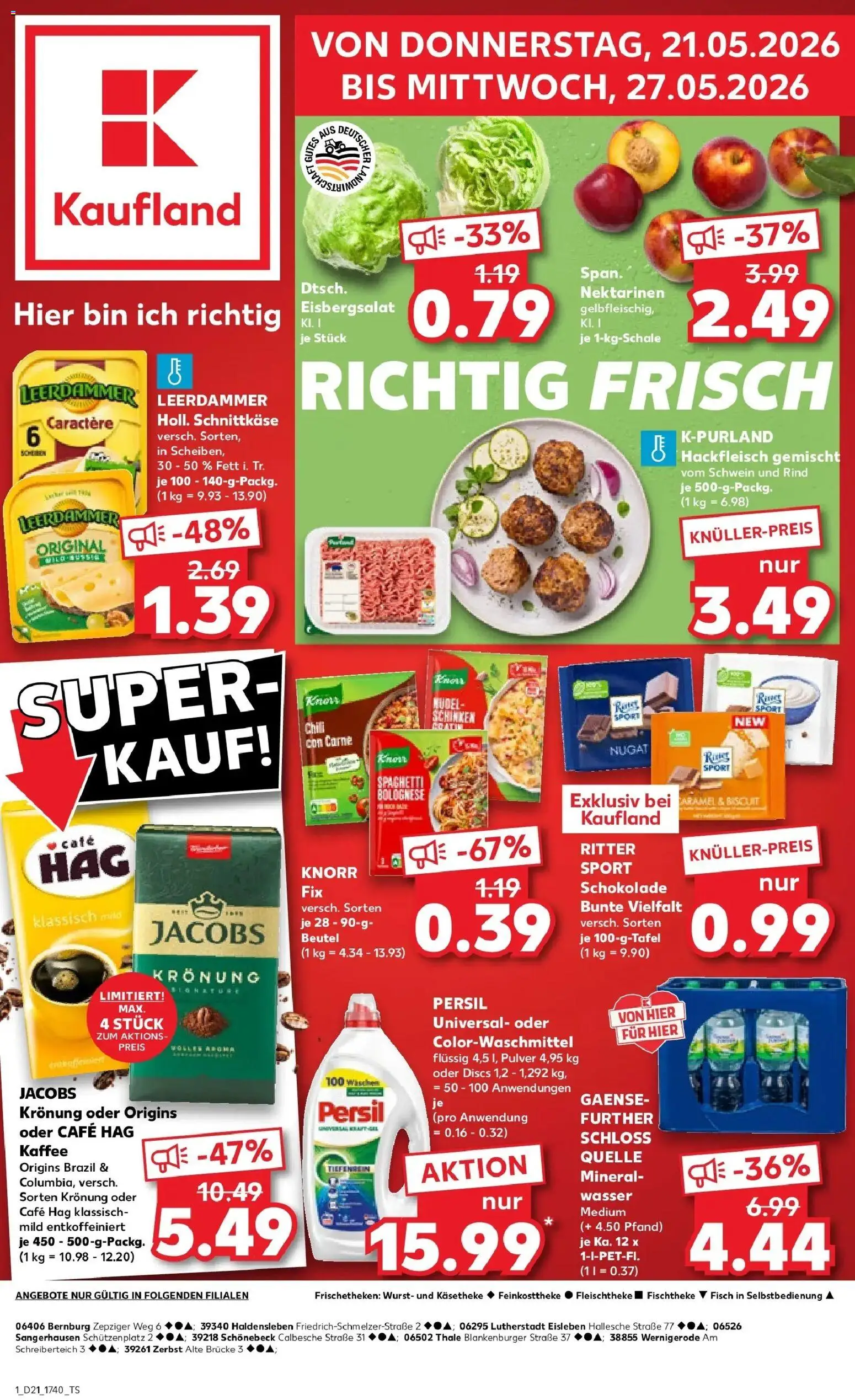 Kaufland Prospekt Zerbst – gültig ab 18.05.2026 | Seite: 6 | Produkte: Schokolade, Leerdammer, Fisch, Hackfleisch