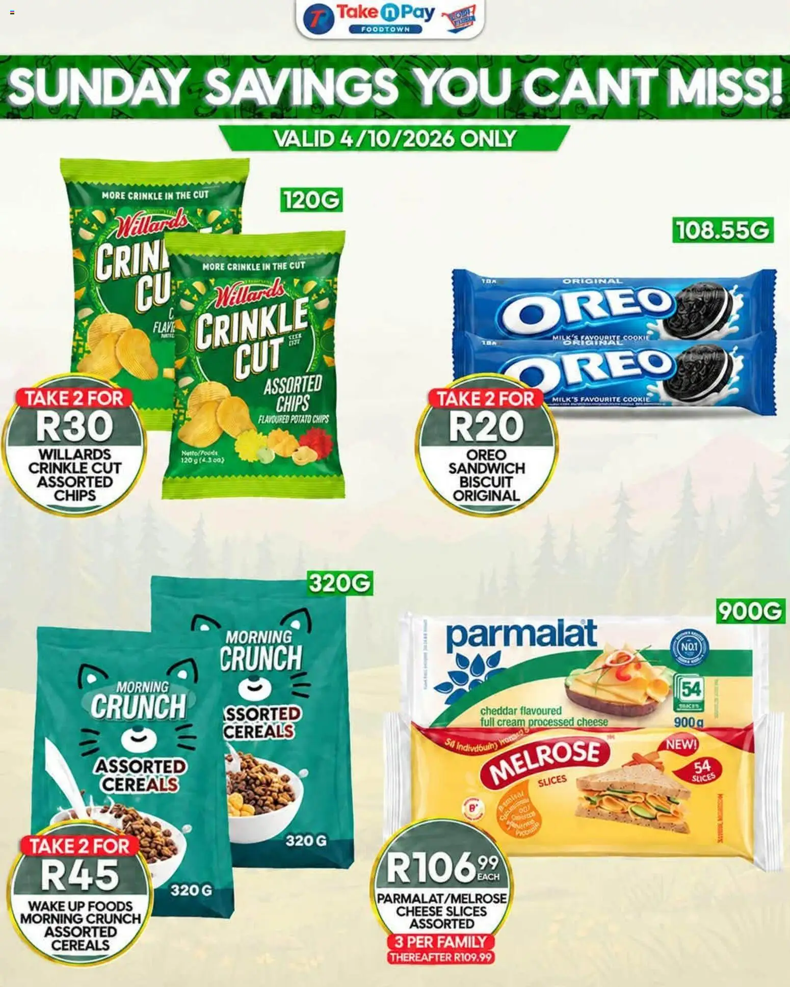 New Take n Pay catalogue – valid from 04/10/2026 | Page: 5 | Products: Oreo, Cheese, Cereals, Cheddar
