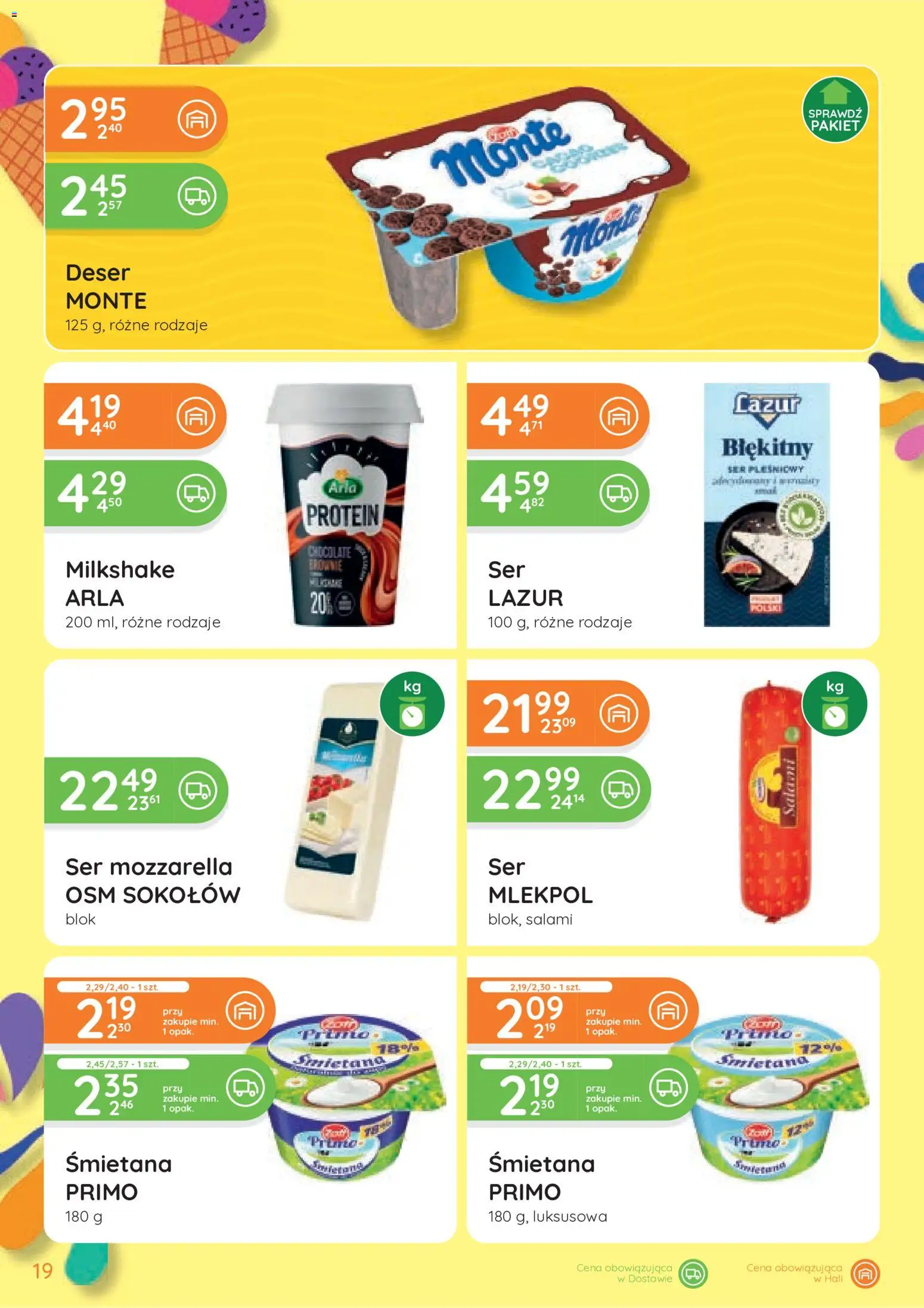 Eurocash gazetka od 25.06.2026 | Strona: 19 | Produkty: Ser, Salami, Śmietana, Mozzarella