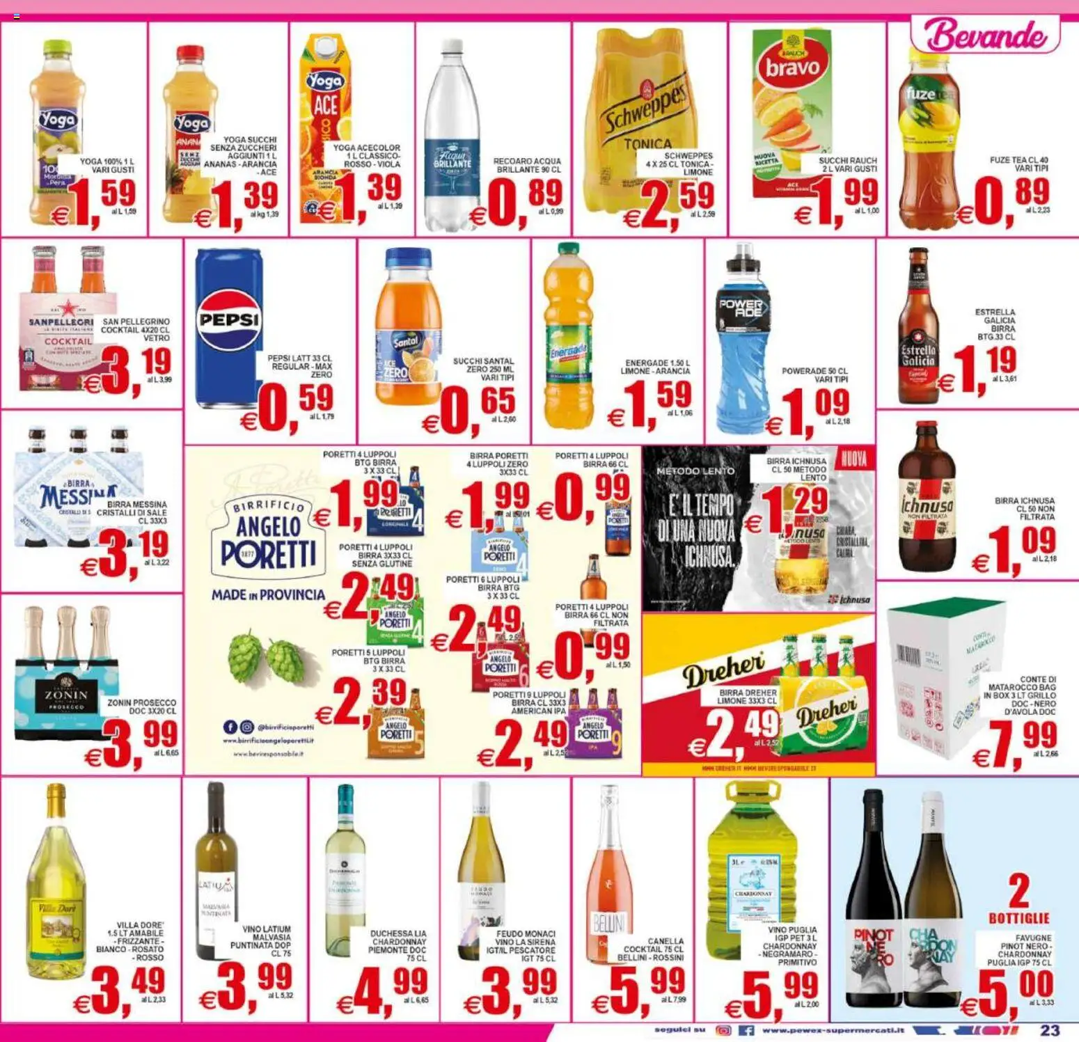 Volantino Pewex del 31/07/2026 | Pagina: 23 | Prodotti: Cocktail, Prosecco, Birra messina, Birra Ichnusa