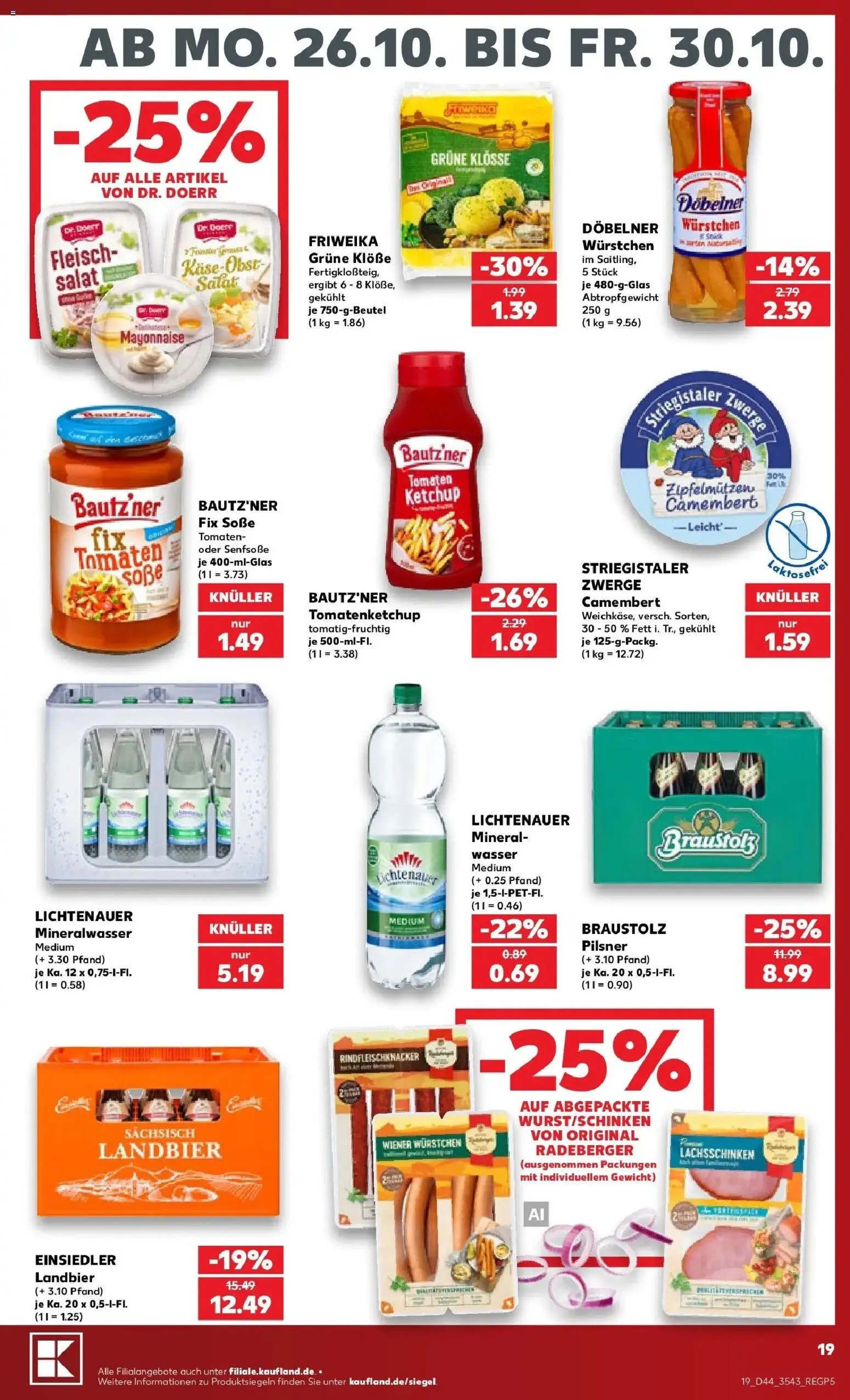 Prospekt Kaufland ab 26.10.2026 » Angebote Online zum Blättern | Seite: 19 | Produkte: Gewicht, Camembert, Mayonnaise, Ketchup