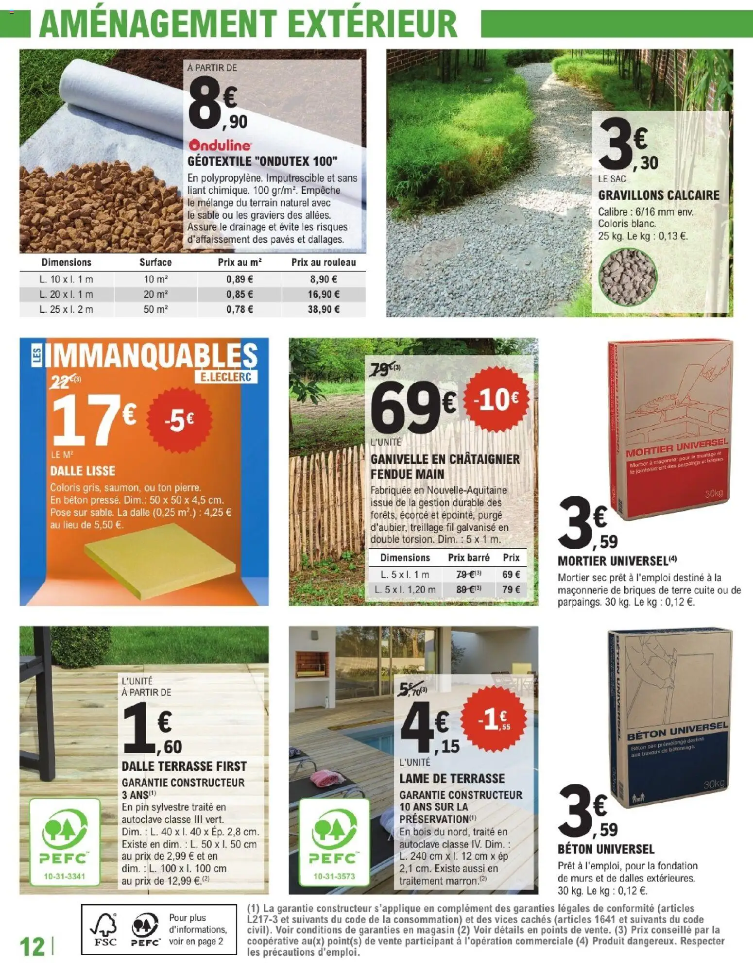 {H1} | Page: 12 | Produits: Sac, Mortier, Rouleau, Géotextile