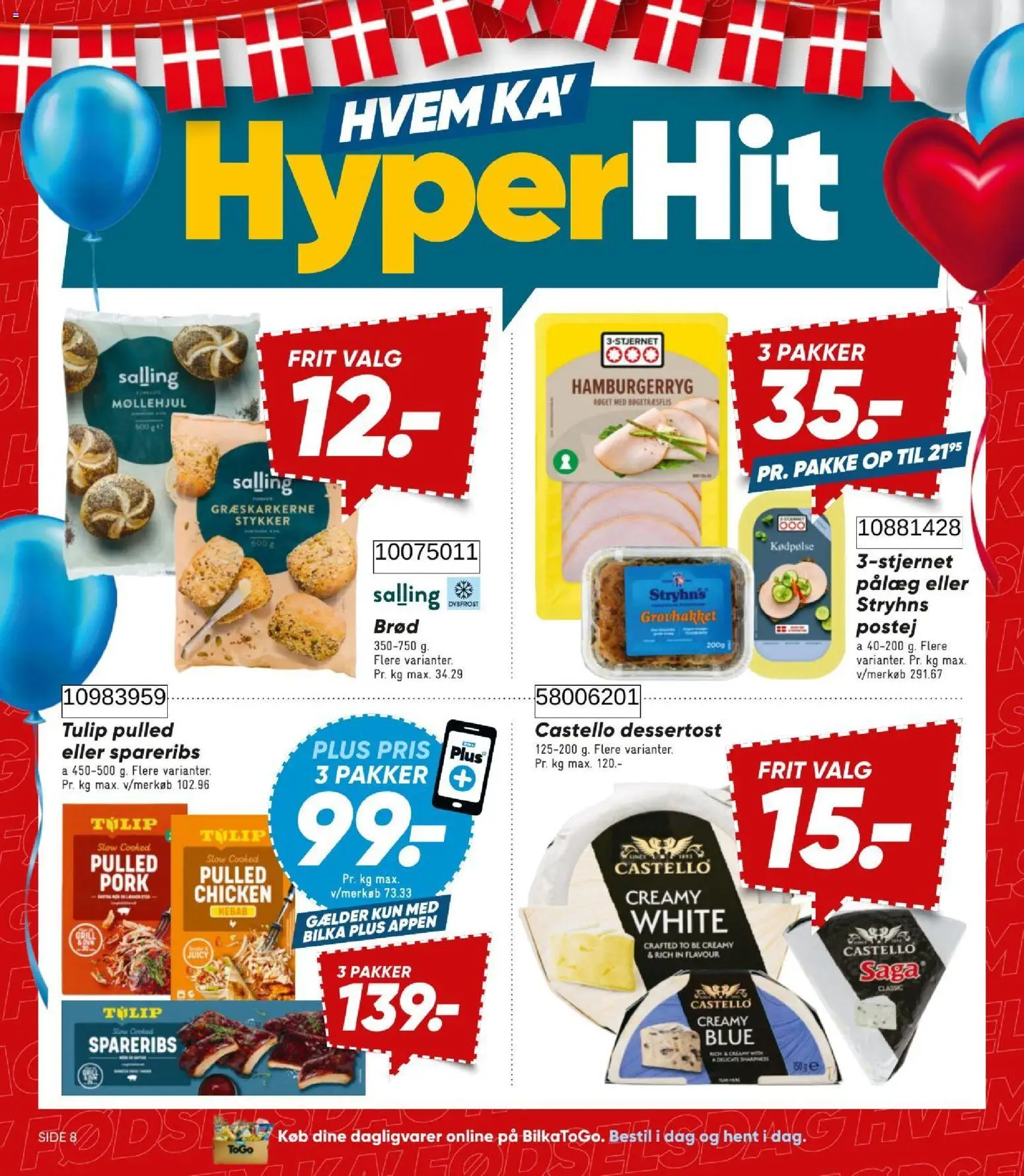 Bilka tilbudsavis – gyldig fra 21/08/2026 | Side: 8 | Produkter: Brød, Kebab, Pålæg, Spareribs