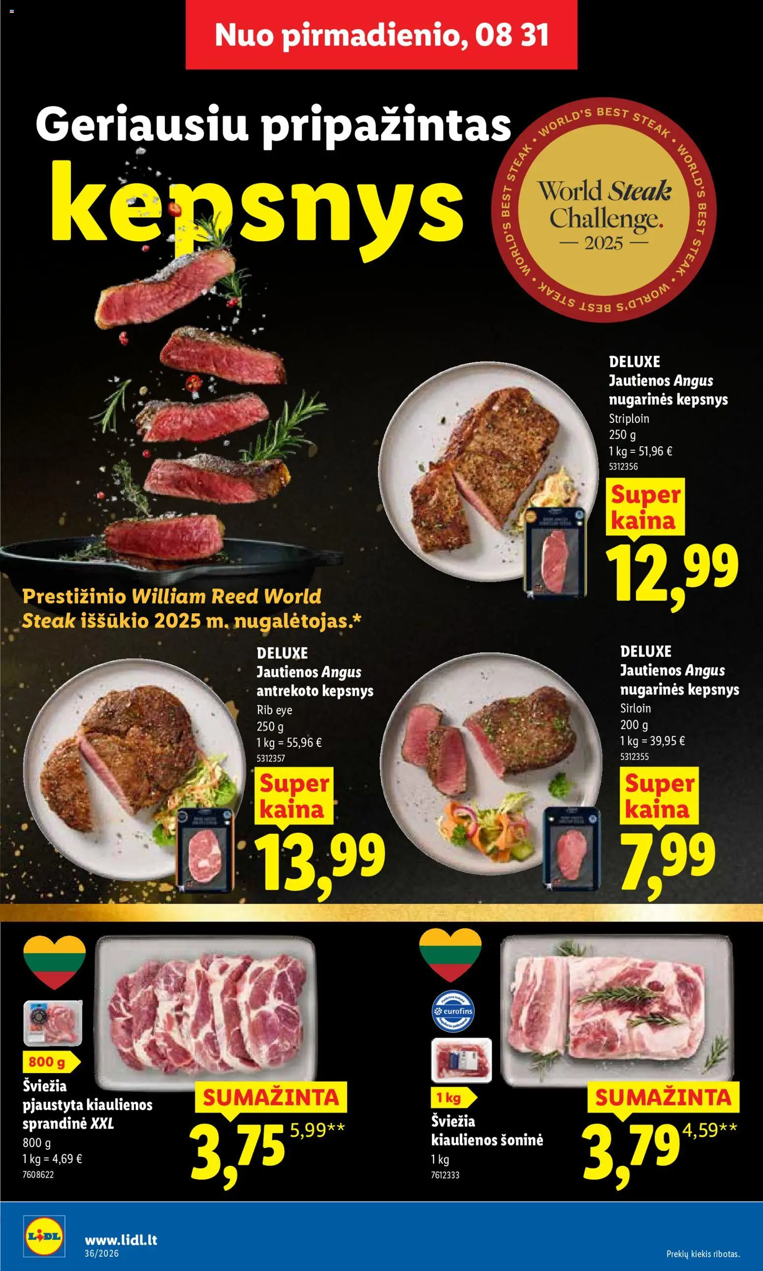 LIDL akcijos nuo 2026.08.31 | Puslapis: 8 | Prekių: Kiaulienos, Jautienos