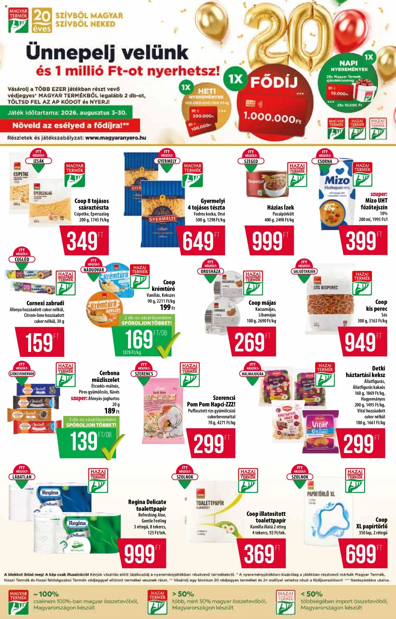 COOP akciós ujság - amely érvényes a következő dátumtól: 2026.08.06. | Oldal: 4 | Termékek: Áfonya, Játék, Papírtörlő, Müzliszelet