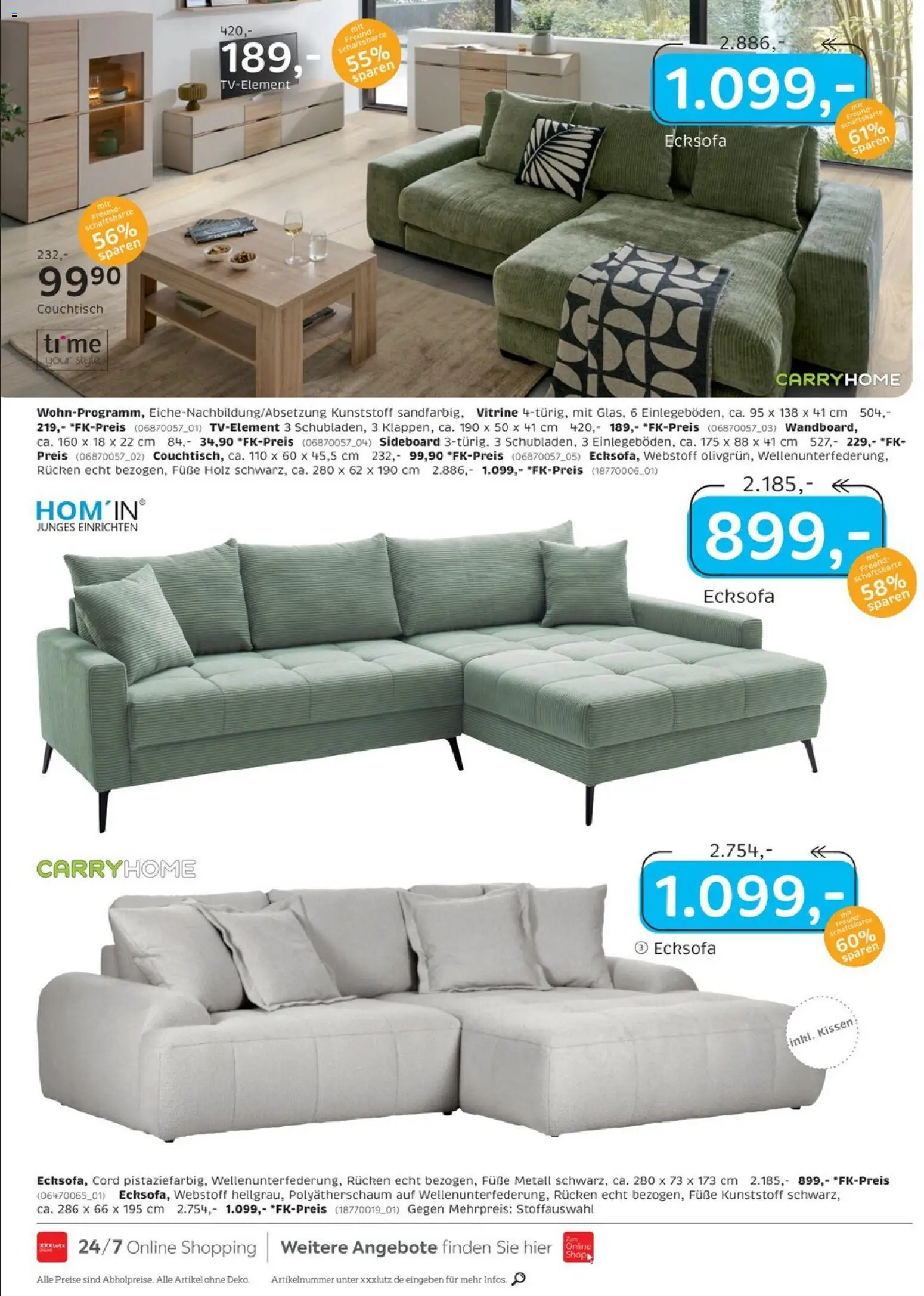 XXXLutz Restaurantgutscheine – gültig ab 09.05.2026 | Seite: 10 | Produkte: Ecksofa, Kissen, Vitrine, Couchtisch