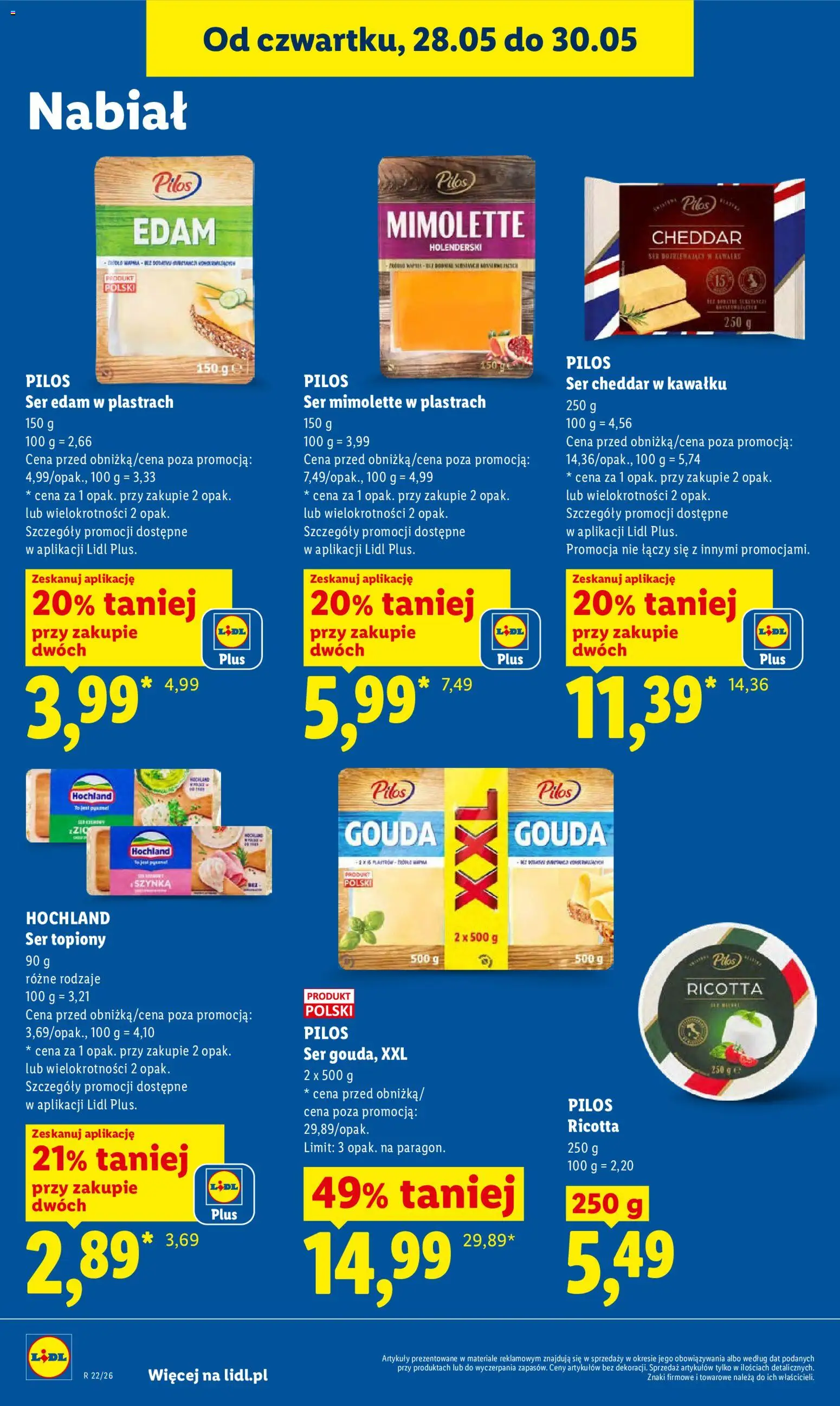 Lidl Polsko leták od 28.05.2026 | Strana: 48 | Produkty: Ricotta, Gouda, Cheddar