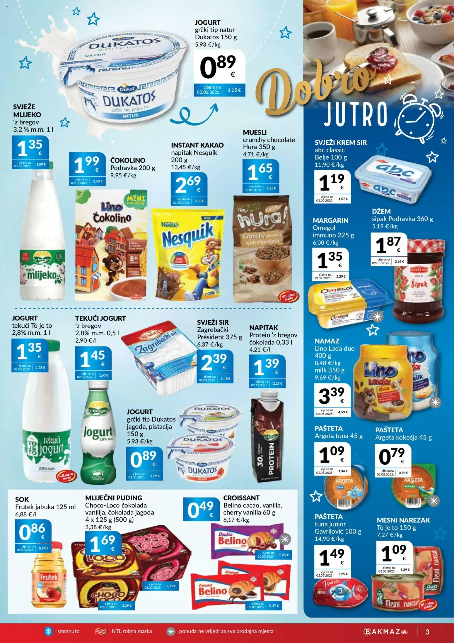 Bakmaz katalog | vrijedi od 28.10.2026 | Stranica: 3 | Proizvodi: Lino Lada, Svježi sir, Kakao, Namaz