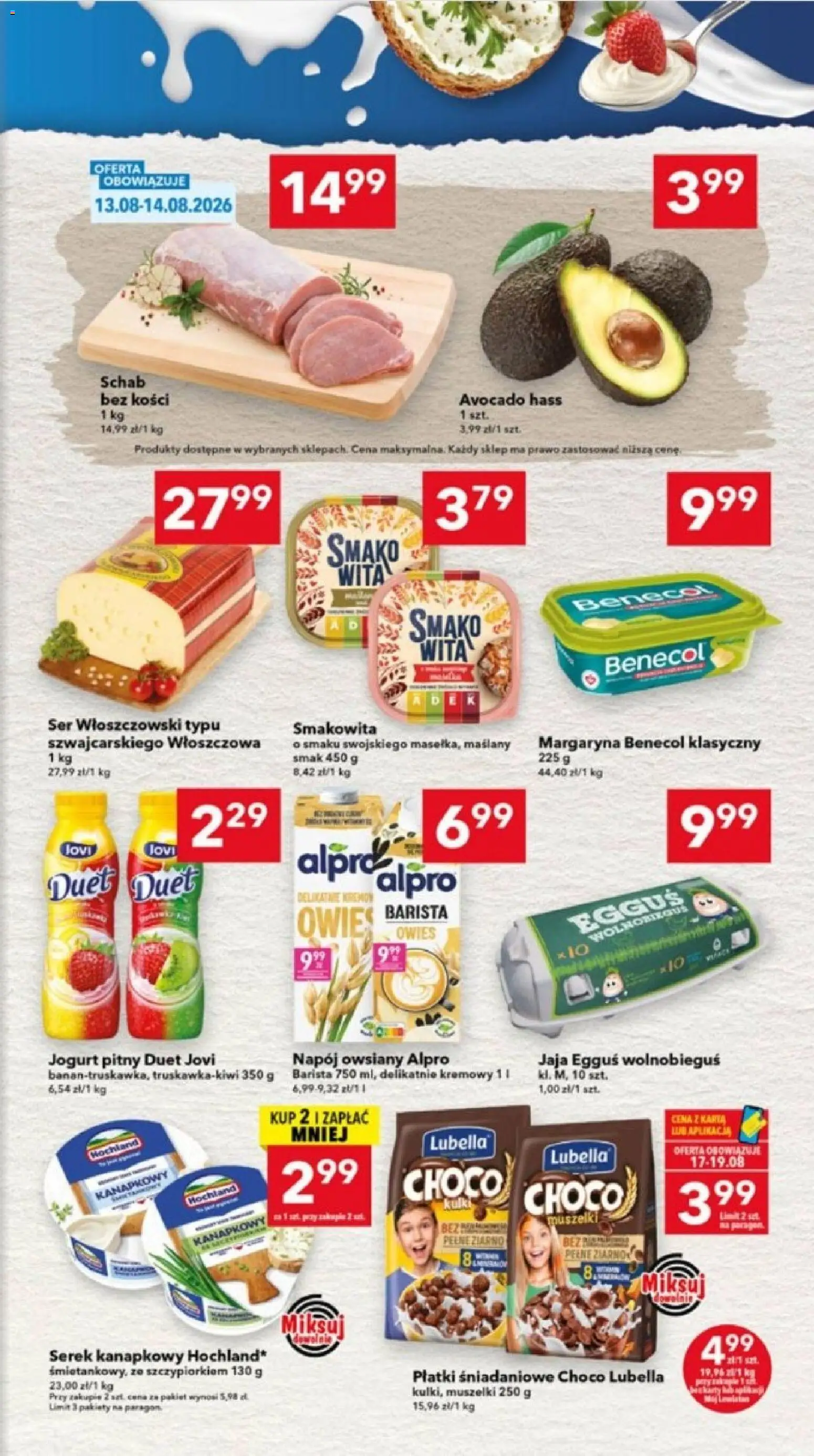 Lewiatan gazetka - Katowice od 13.08.2026 | Strona: 3 | Produkty: Napój owsiany, Schab, Płatki śniadaniowe, Ser