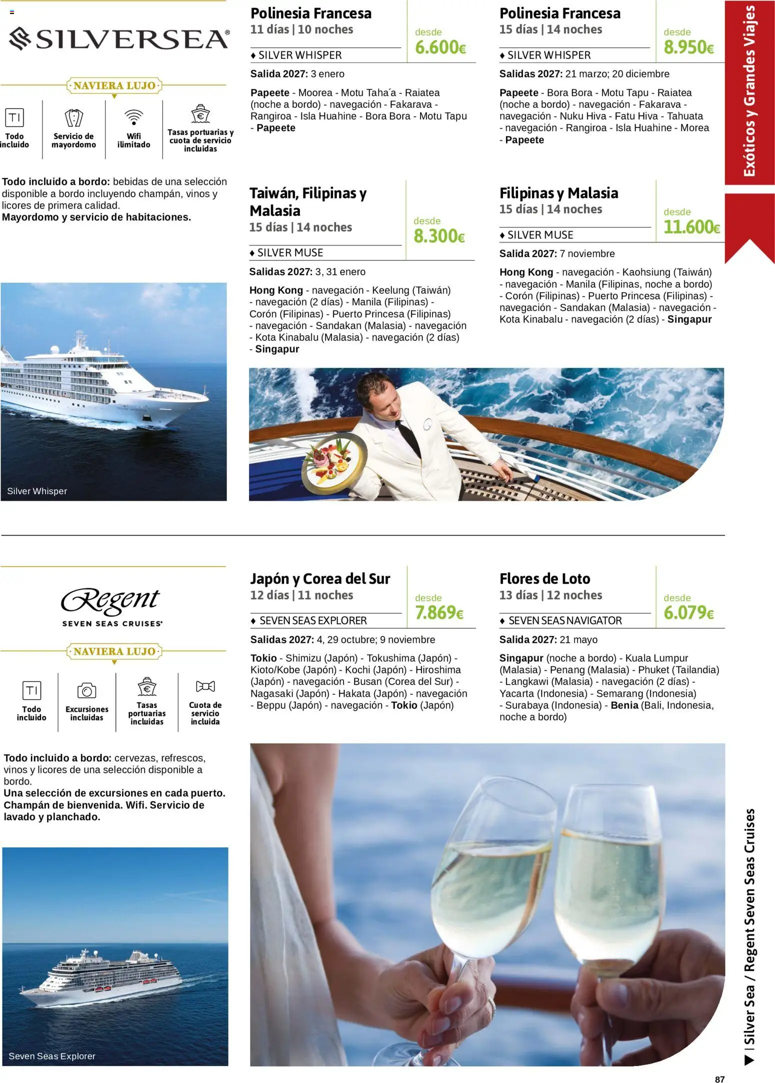 Viajes El Corte Inglés Crucero fantástico │ válido desde el 14/09/2026 | Página: 87 | Productos: Flores, Bebidas, Champán, Navegación
