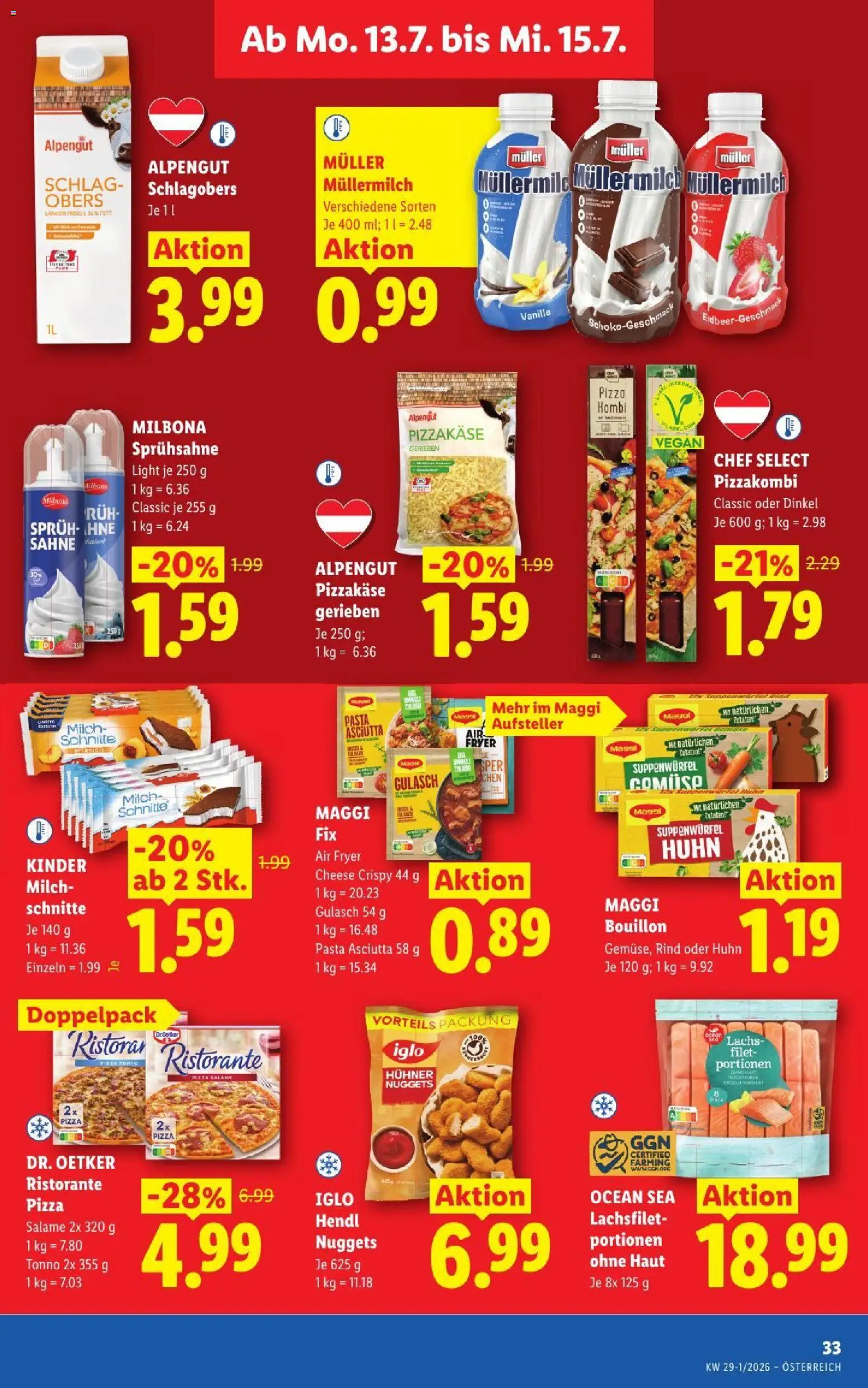 Lidl - Flugblatt gültig ab 09.07.2026 | Seite: 42 | Produkte: Sahne, Kabel, Milch, Pizza