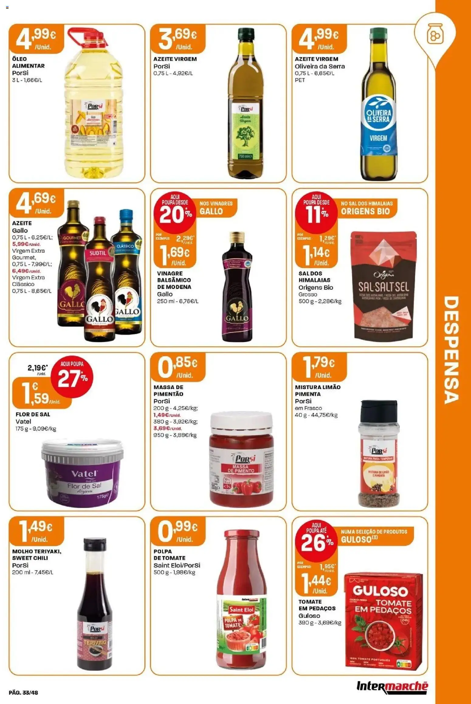 Intermarché - Isto é que são preços BAIXOS! │ válido de 04/06/2026 | Página: 33 | Produtos: Pimenta, Pimentão, Sal, Óleo