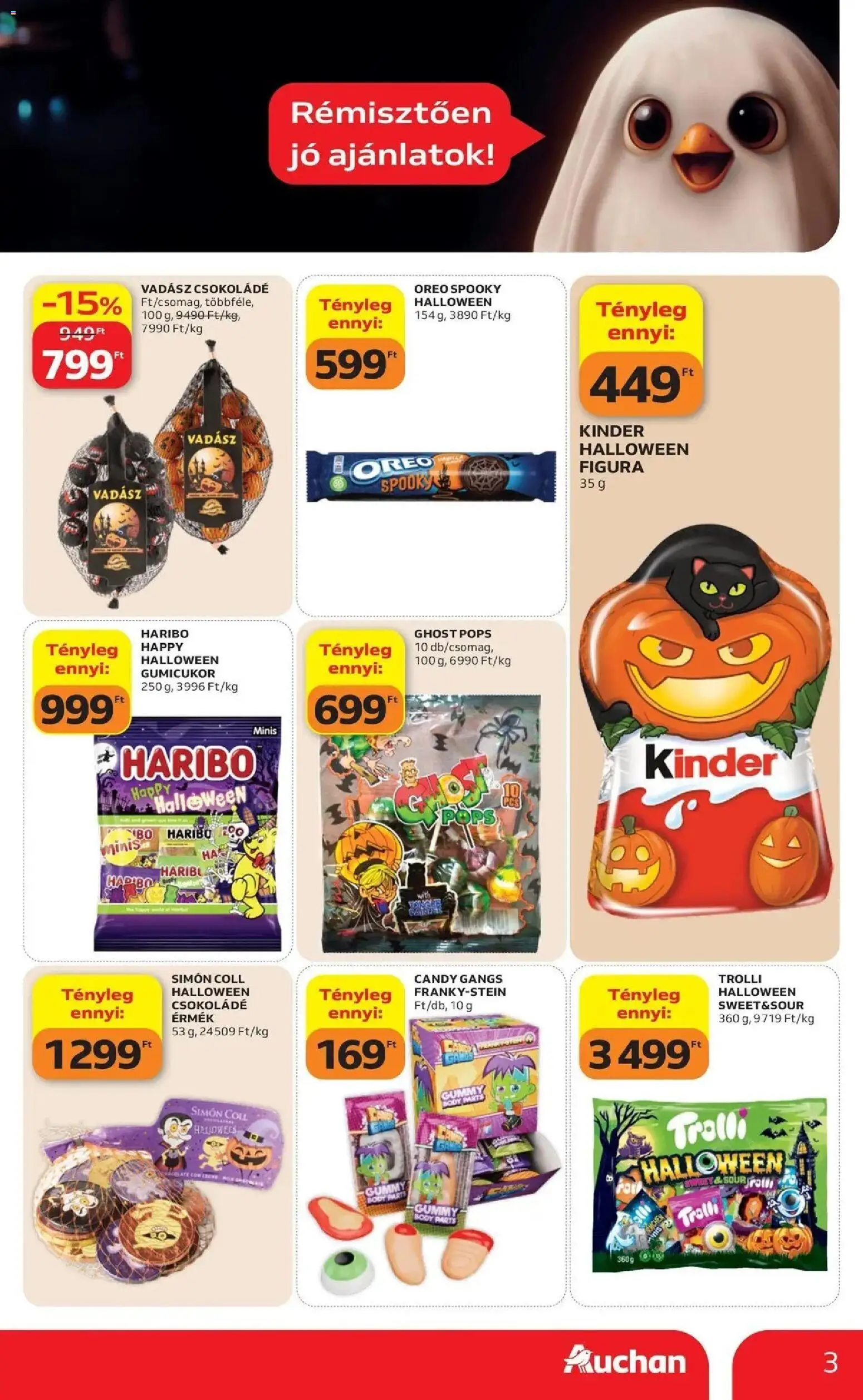 Auchan akciós ujság - amely érvényes a következő dátumtól: 2026.10.01. | Oldal: 3 | Termékek: Body, Gumicukor, Csokoládé, Kinder