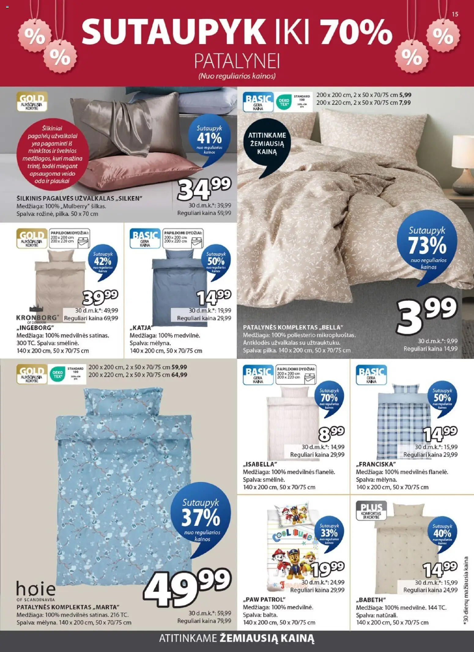 JYSK akcijos nuo 2026.06.30 | Puslapis: 15 | Prekių: Patalynės komplektas, Užvalkalas