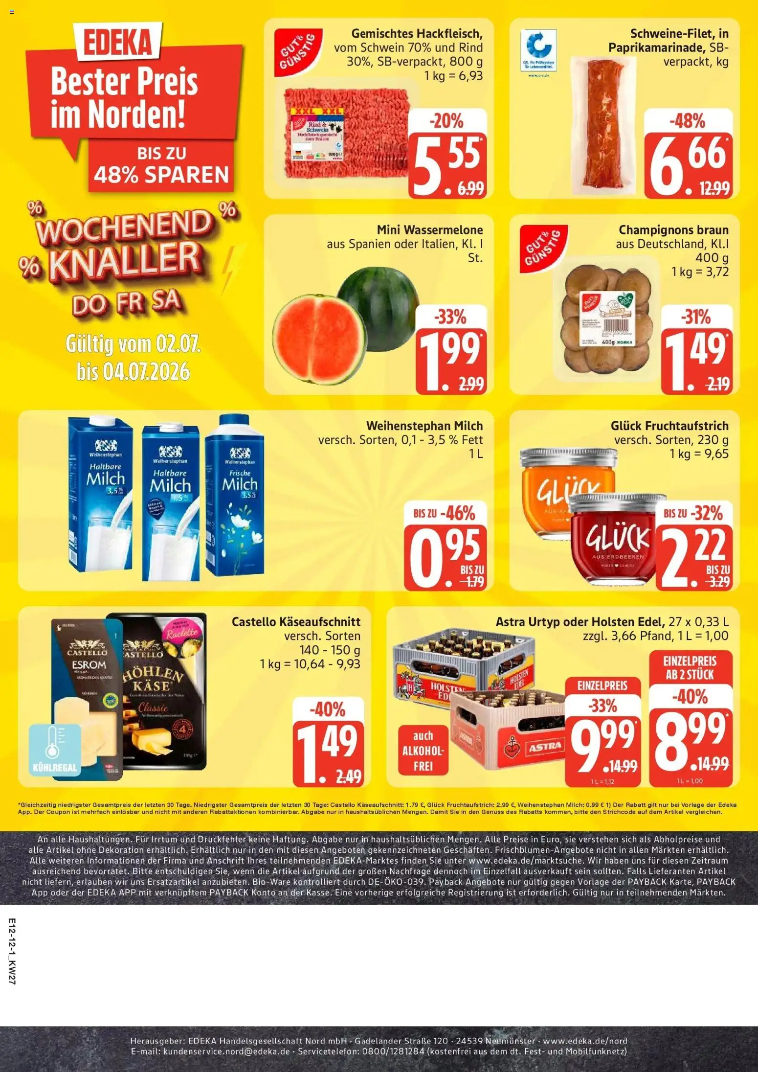 Edeka - EDEKA: Wochenangebote – gültig ab 28.06.2026 | Seite: 12 | Produkte: Astra, Holsten, Champignons, Erdbeeren