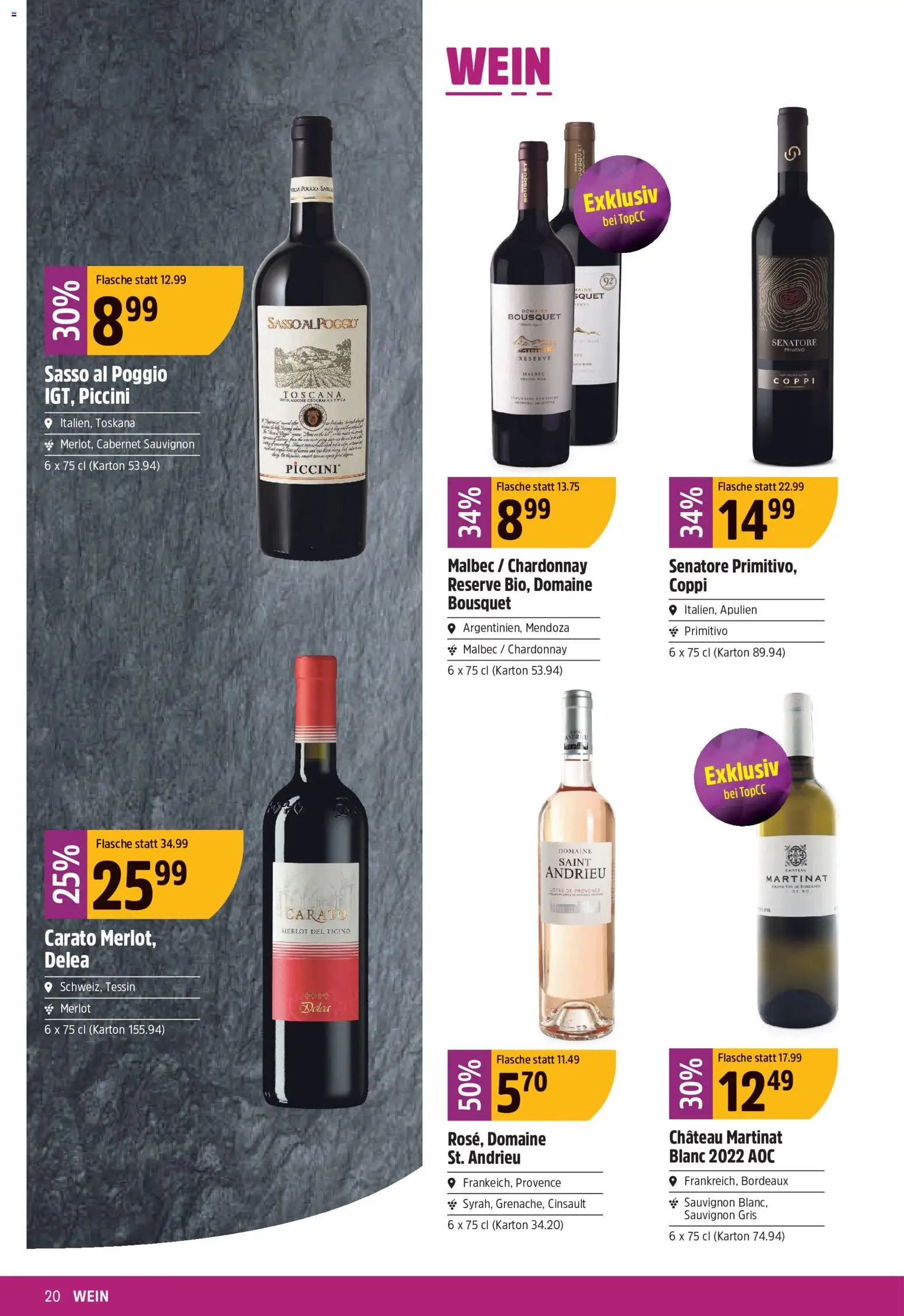 TopCC aktionen – gültig ab 01.06.2026 | Seite: 20 | Produkte: Merlot, Wein