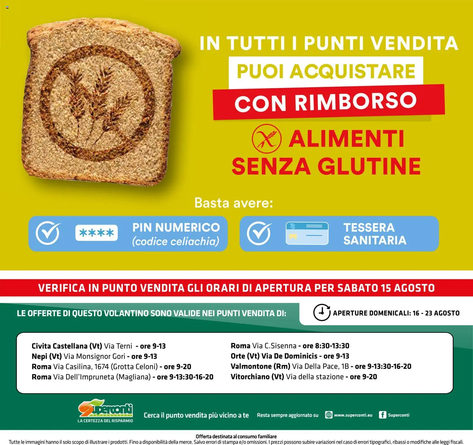 Volantino Superconti del 13/08/2026 | Pagina: 20 | Prodotti: Senza glutine, Tè, Stampa