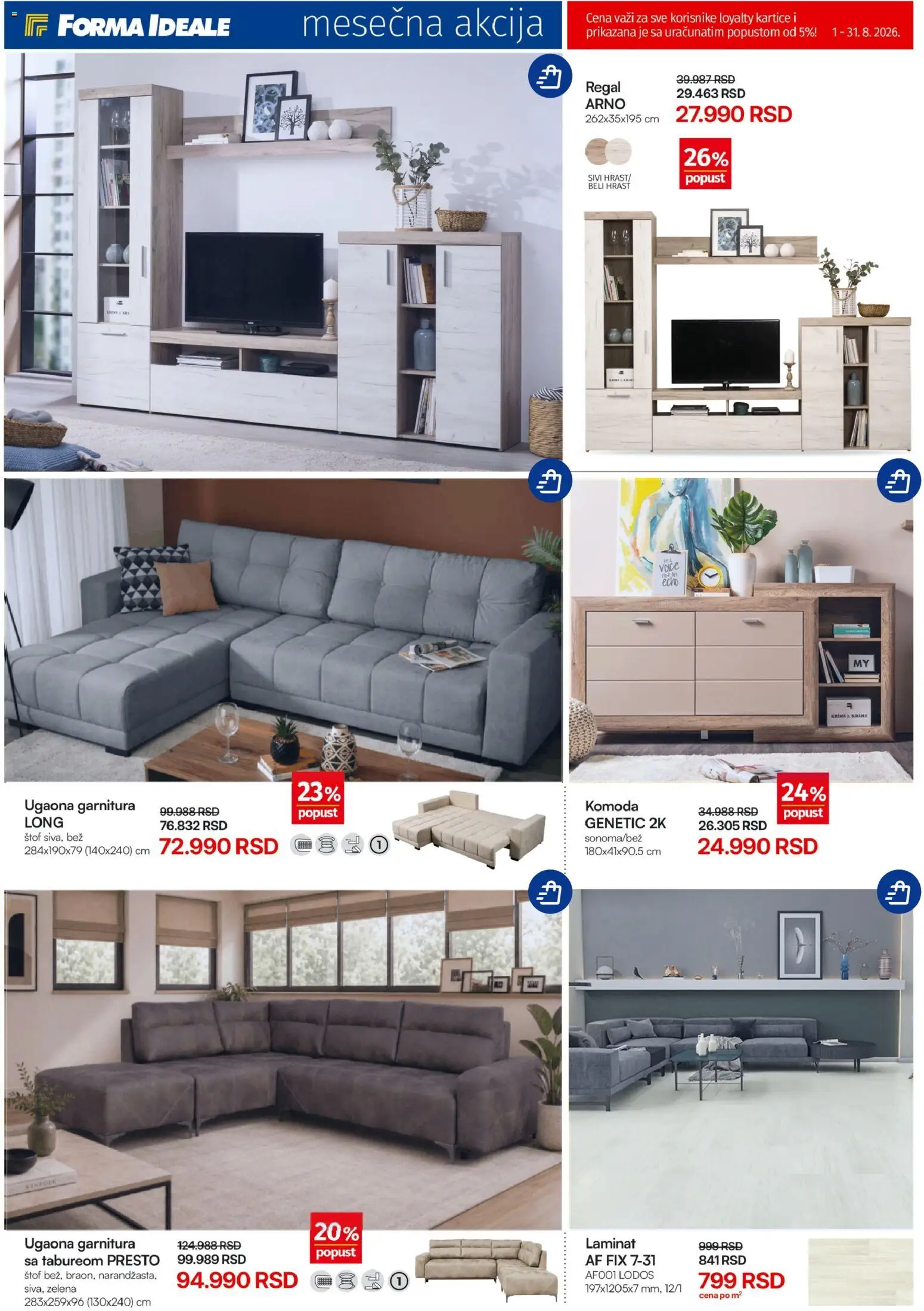 Forma Ideale katalog - važi od 01.08.2026 | Strana: 5 | Proizvode: Komoda, Ugaona garnitura