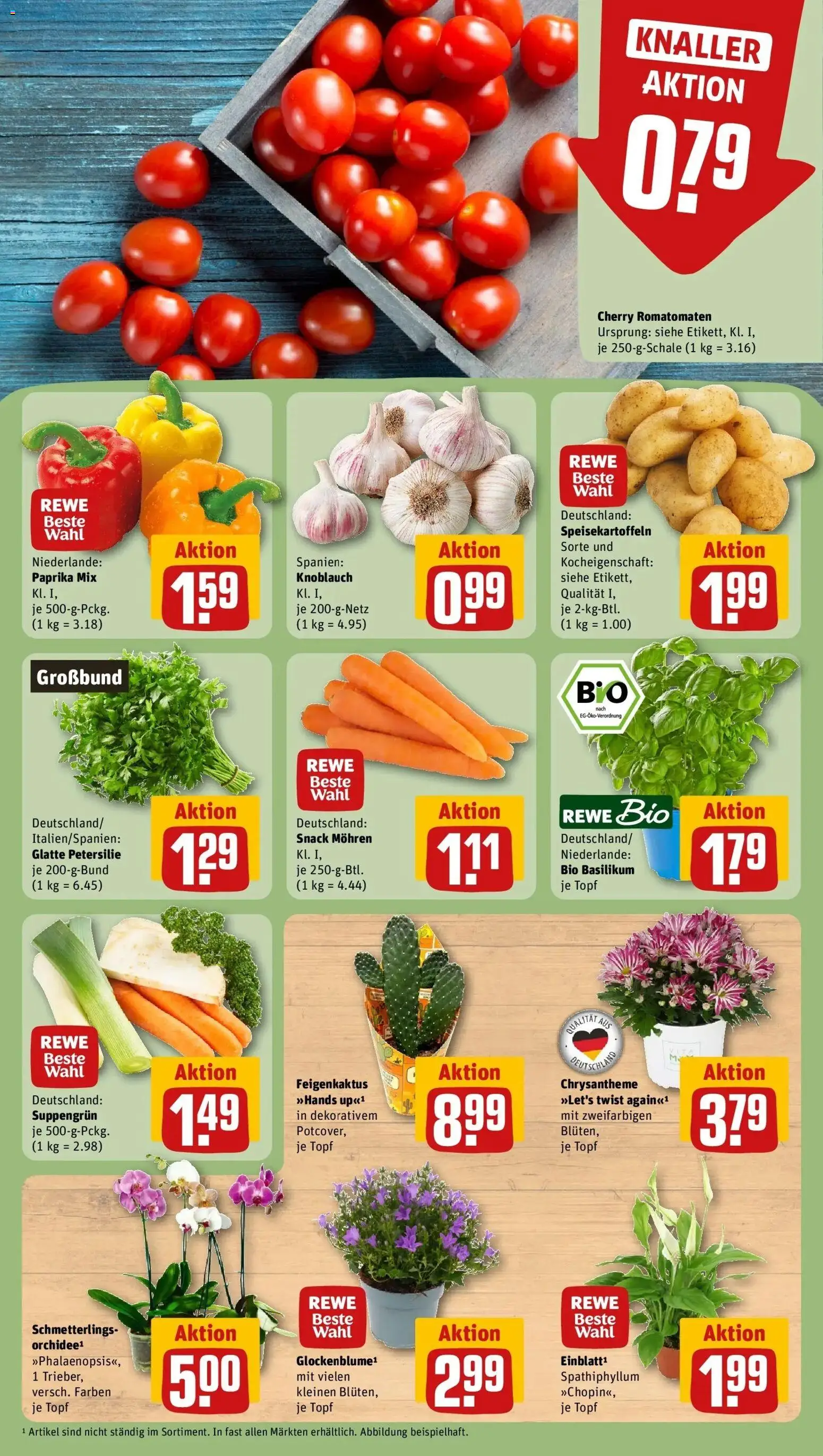 REWE Prospekt ab 10.08.2026 zum Blättern » Angebote | Seite: 5 | Produkte: Mohren, Paprika, Knoblauch, Petersilie