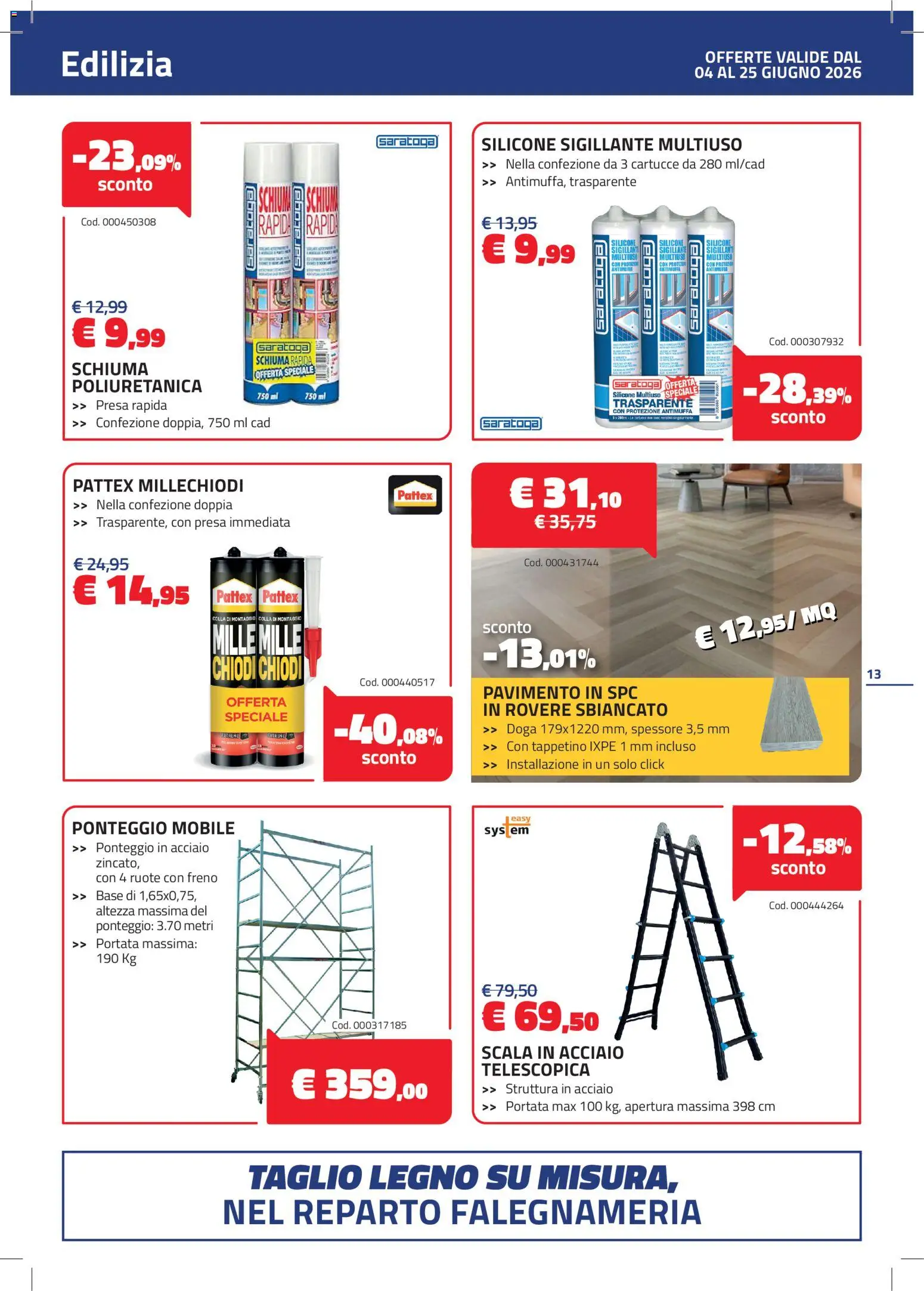 Volantino Eurobrico del 04.06.2026 | Pagina: 13 | Prodotti: Mobile, Colla, Scala, Silicone