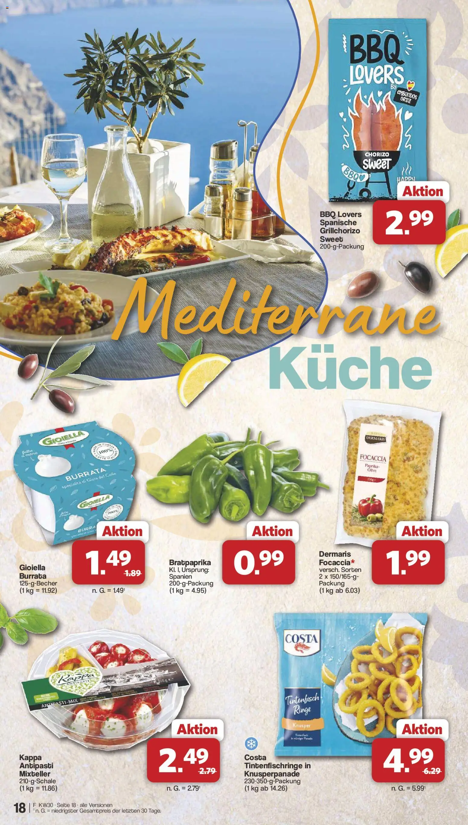 Famila Nordwest Prospekt – gültig ab 20.07.2026 | Seite: 18 | Produkte: Küche, Tintenfisch, Burrata, Paprika