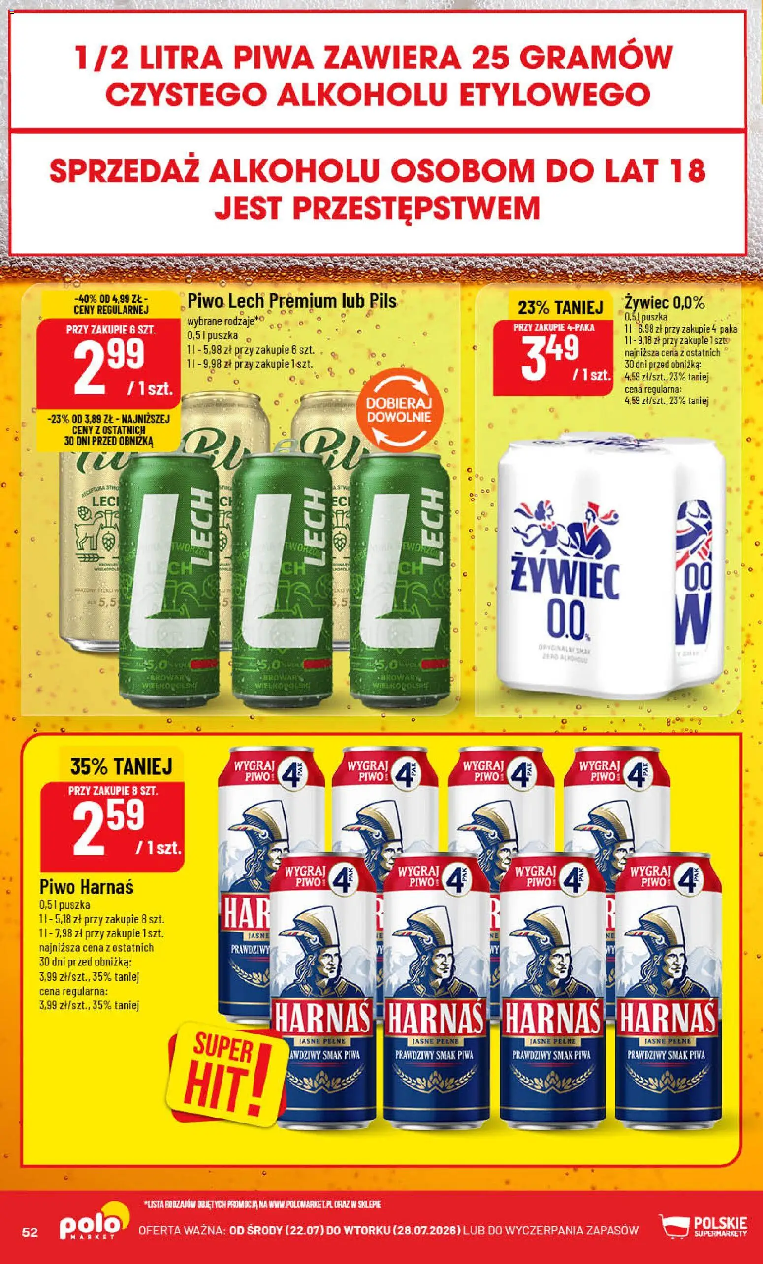 POLOmarket gazetka od 22.07.2026 | Strona: 52 | Produkty: Harnaś, Piwo