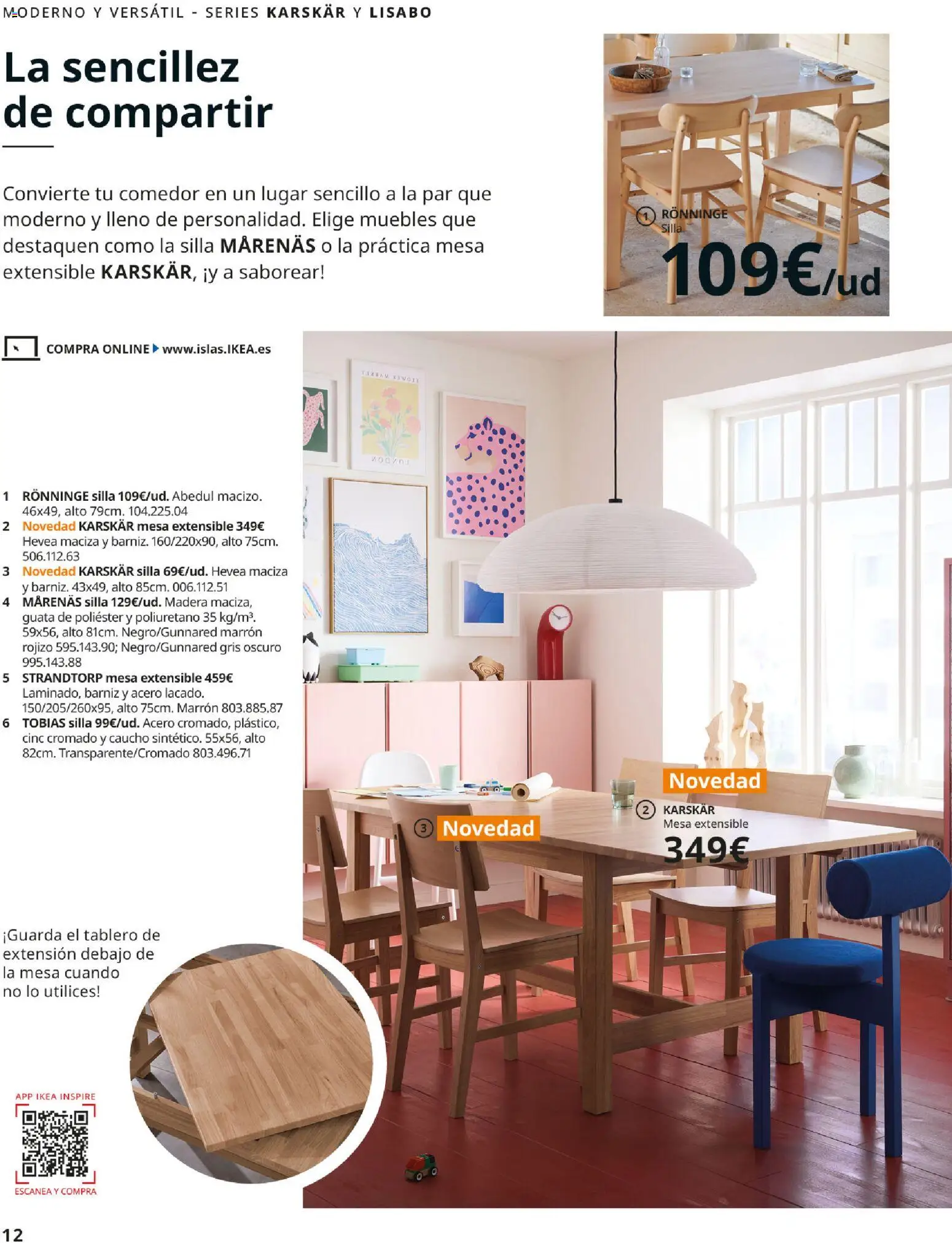 IKEA - Comedores │ válido desde el 01/09/2026 | Página: 12 | Productos: Mesa extensible, Muebles, Mesa, Silla