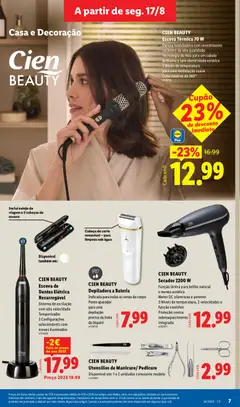 Pré-visualização CIEN BEAUTY Secador 2200 W, Função iónica para brilho natural e menos estática Motor DC silencioso e potente 3 Níveis de temperatura, 2 velocidades e função coolshot Proteção contra sobreaquecimento integrada válido de 17/08/2026 | Página: 7