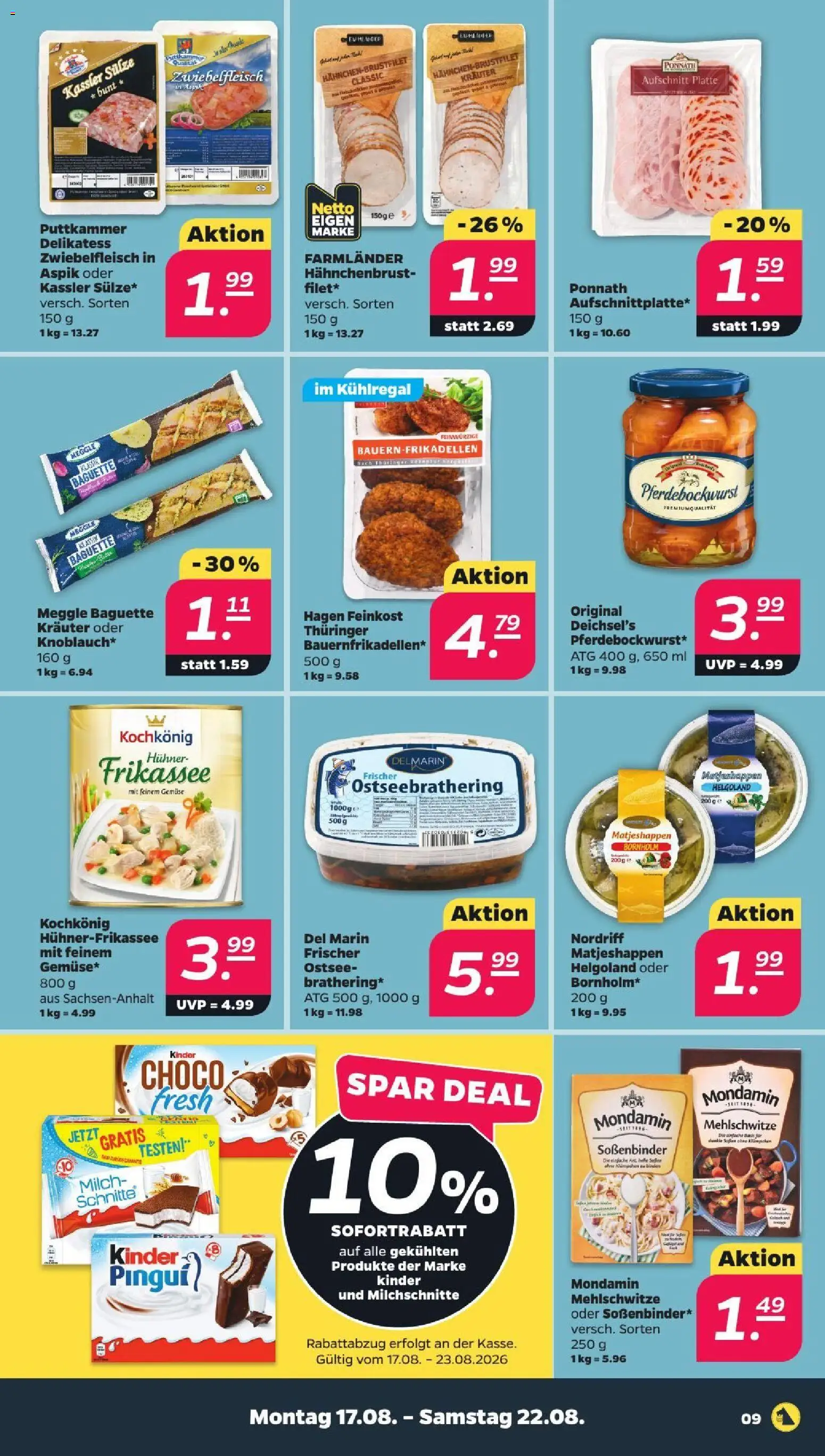 Netto Prospekt – gültig ab 17.08.2026 | Seite: 11 | Produkte: Milch, Baguette, Gemüse, Hahnchenbrust