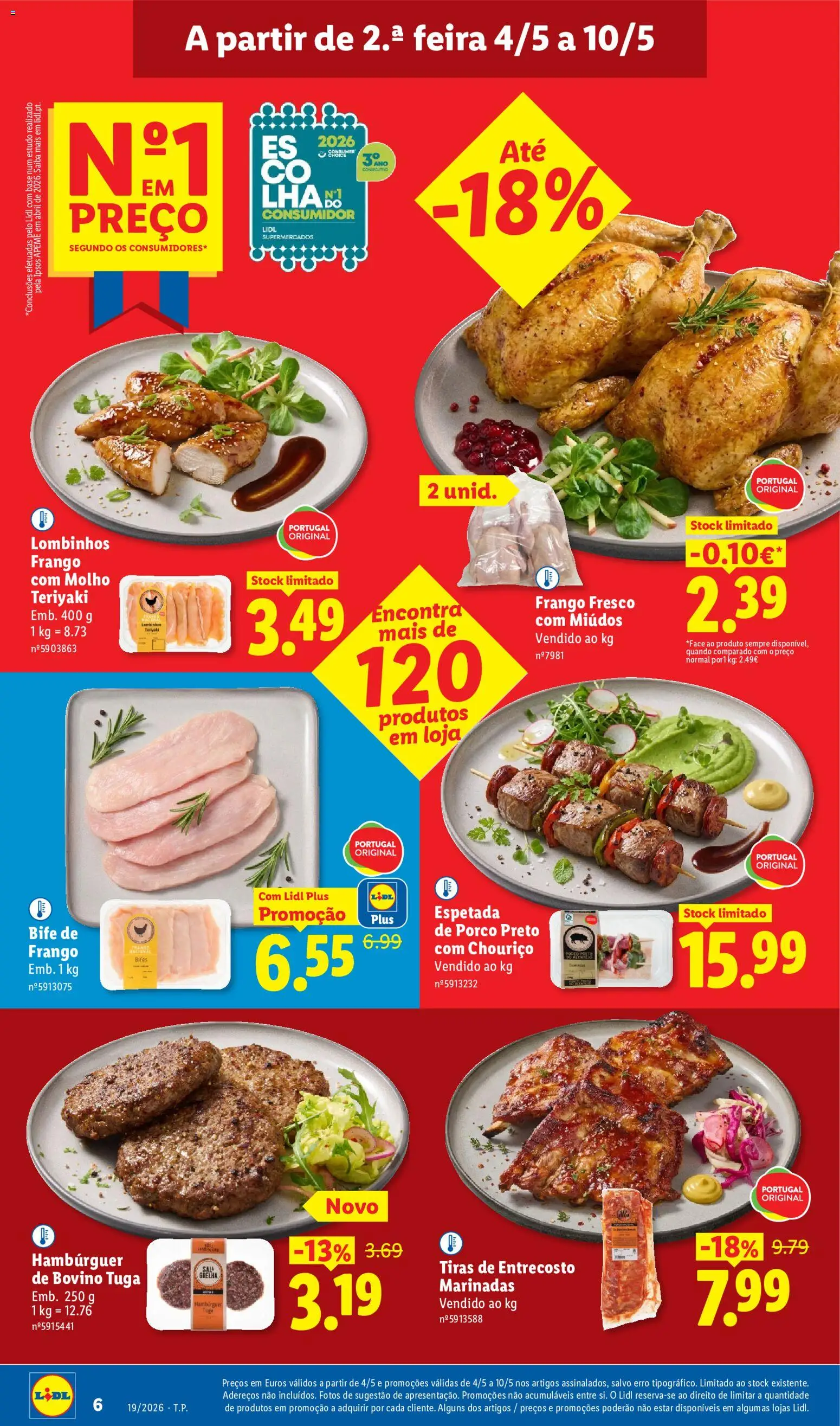 Lidl folheto │ válido de 04.05.2026 | Página: 6 | Produtos: Frango, Hambúrguer, Base, Chouriço