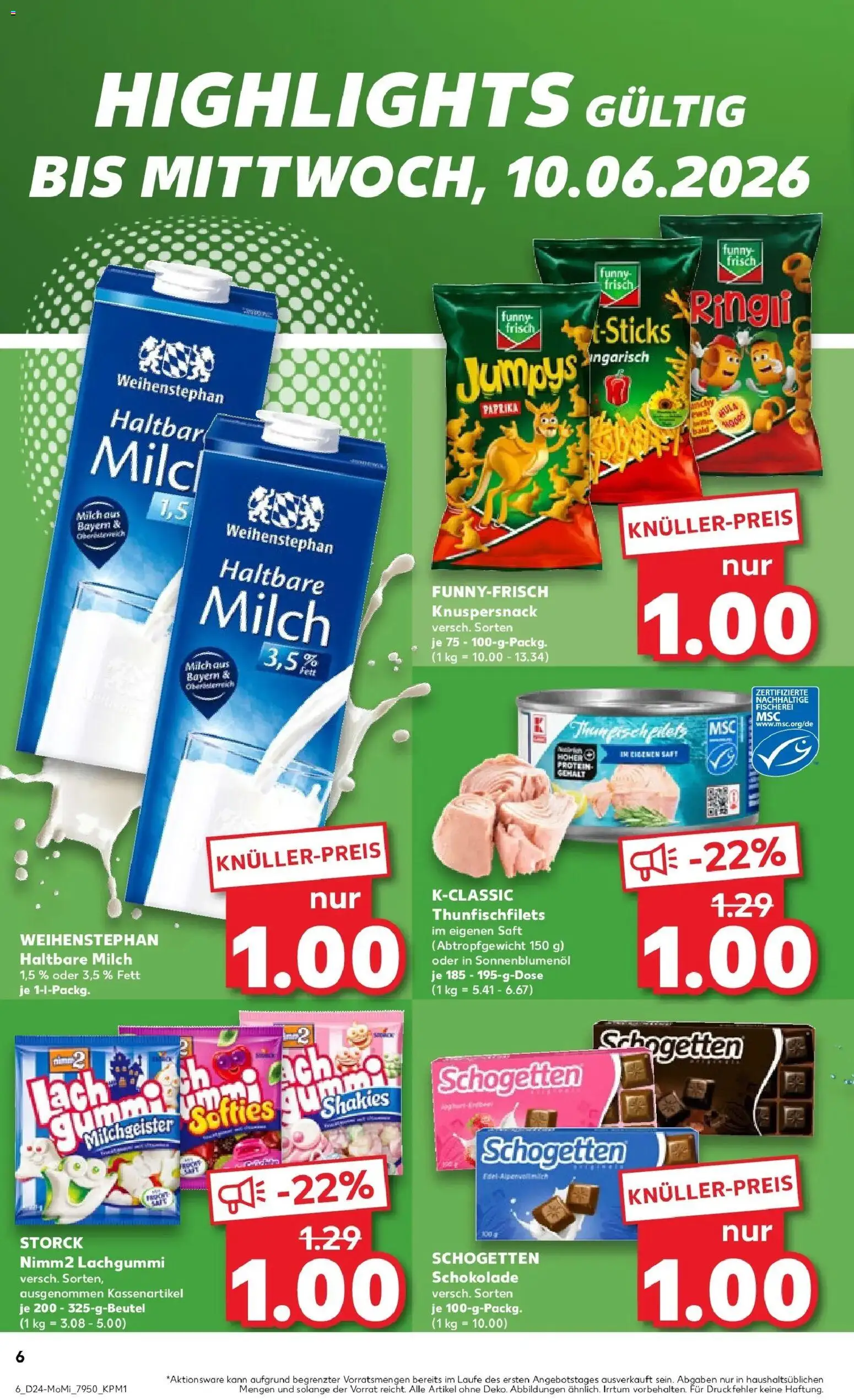 Kaufland Prospekt Oldenburg – gültig ab 08.06.2026 | Seite: 6 | Produkte: Schokolade, Haltbare milch, Paprika, Saft
