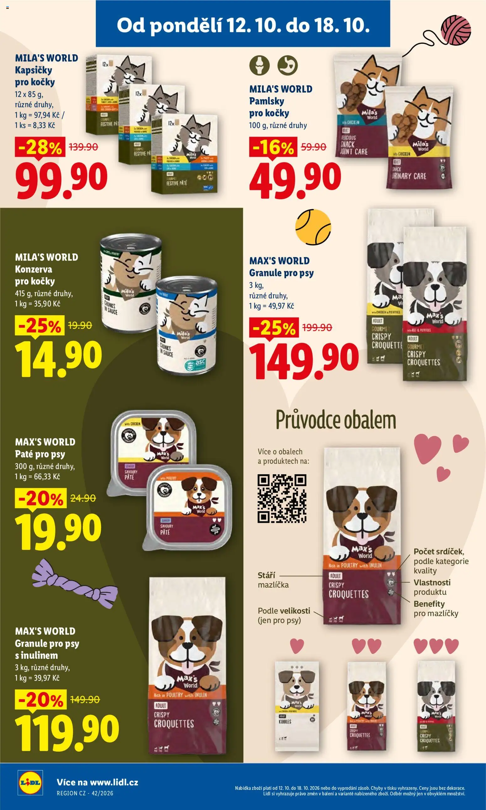 Lidl leták - Vše pro Tvého spokojeného mazlíčka od 12.10.2026 | Strana: 4 | Produkty: Granule pro psy, Kapsičky pro kočky, Konzerva pro kočky, Kapsičky