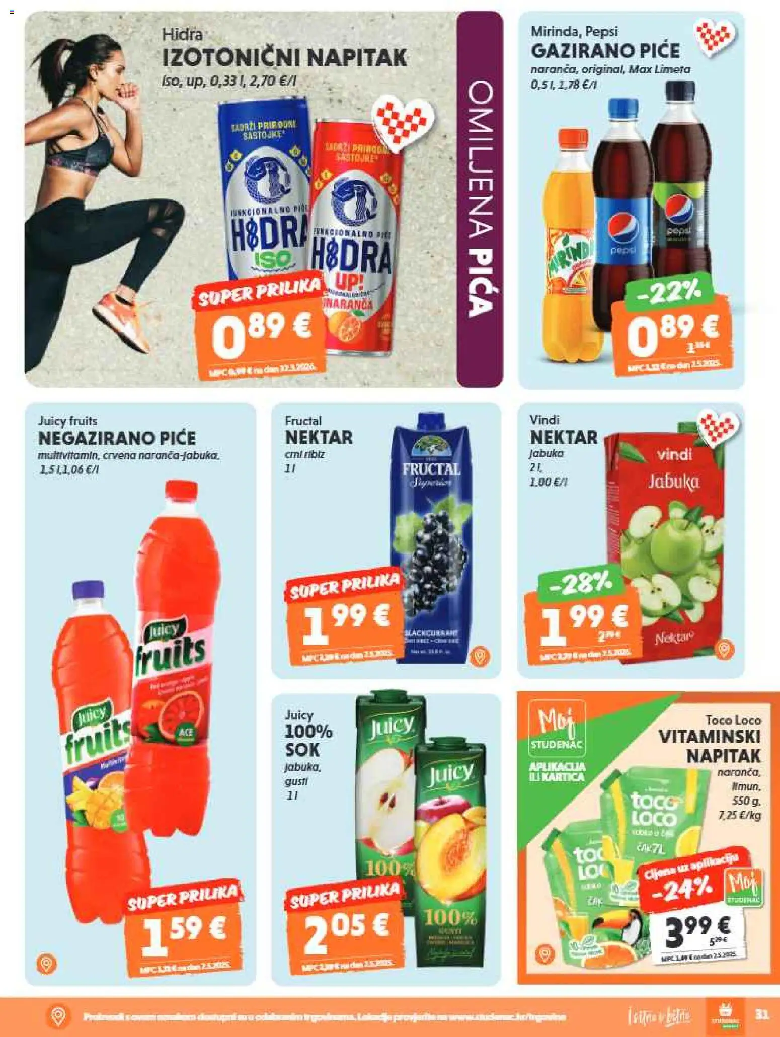 Studenac katalog | vrijedi od 29.07.2026 | Stranica: 31 | Proizvodi: Nektar, Limeta, Napitak, Jabuka