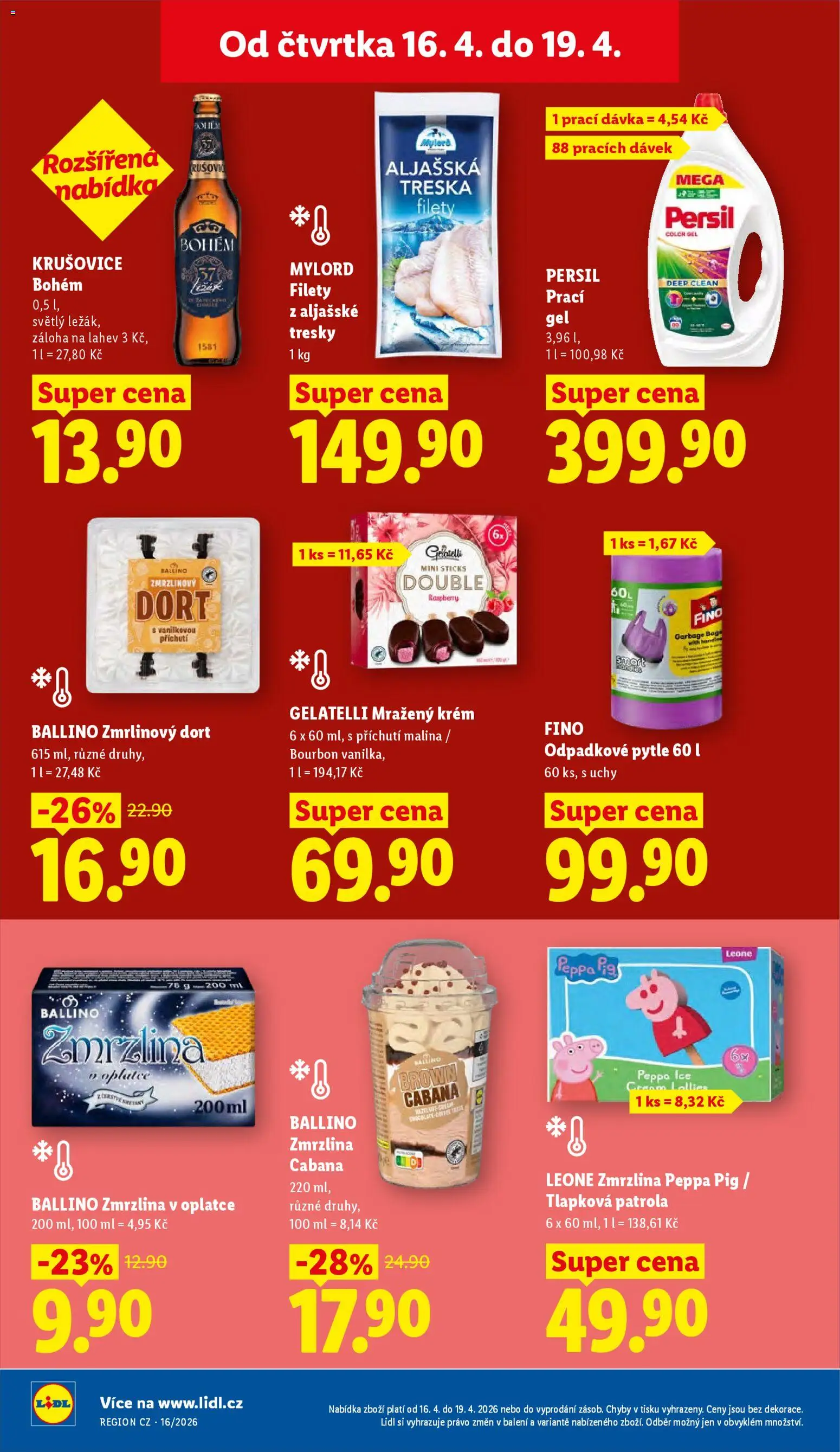 Lidl leták od 16.04.2026 | Strana: 20 | Produkty: Krušovice Bohém, Bourbon, Krém, Gelatelli