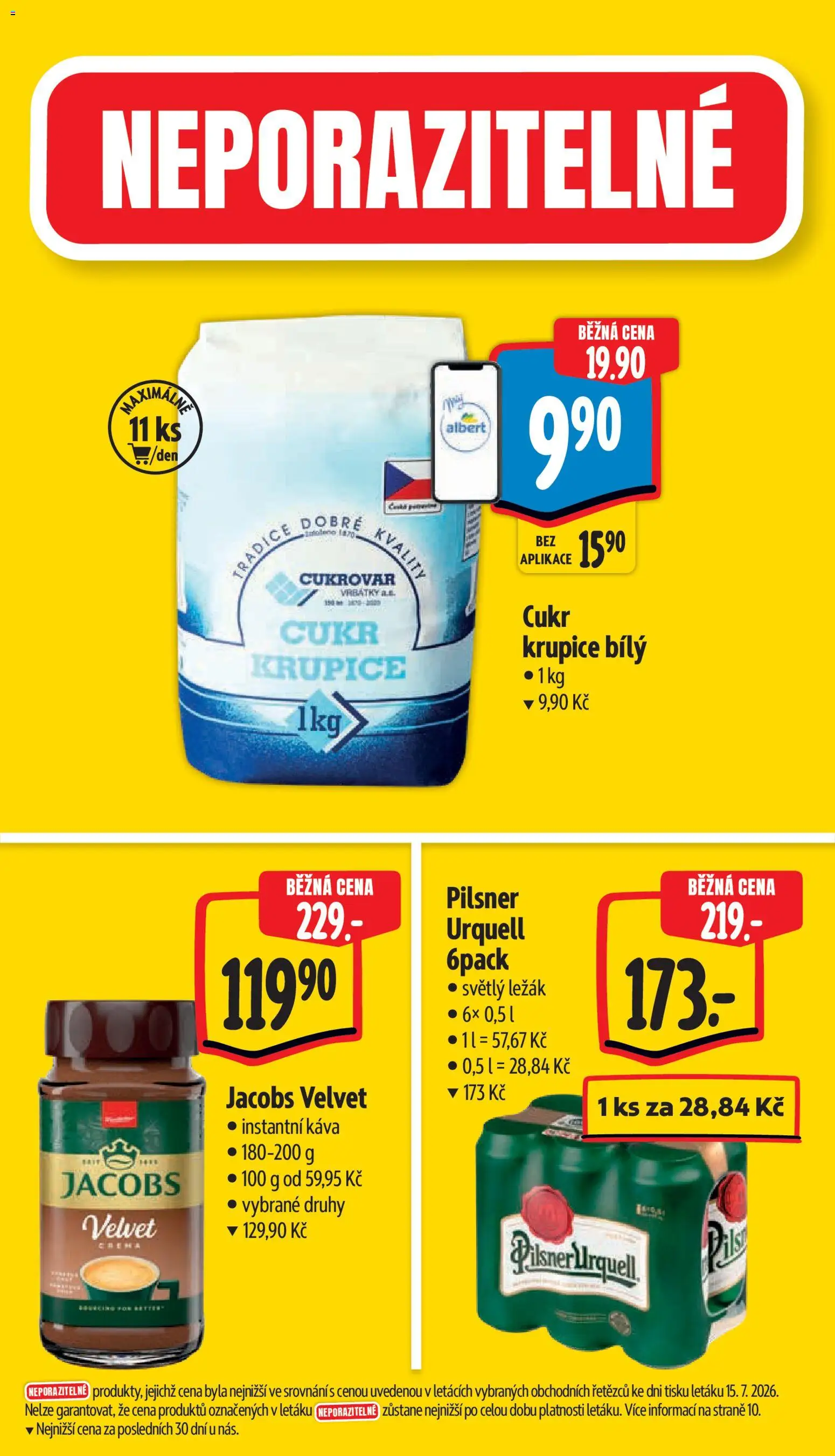 Albert leták - Hypermarket - Vestec od 22.07.2026 | Strana: 5 | Produkty: Krupice, Cukr, Pilsner Urquell, Jacobs velvet